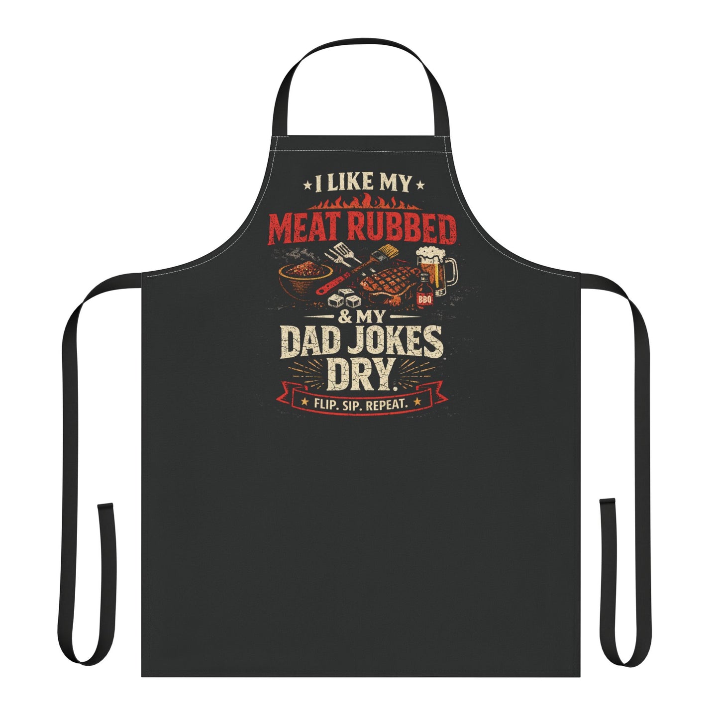 Barbecue Apron — "I Like My Meat Rubbed & My Dad Jokes Dry" Grill Apron for Dads, BBQ Lovers & Father's Day Gift