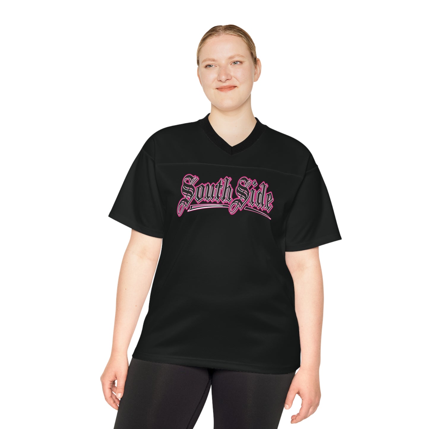 South Side Unisex Football Jersey (AOP)Black & Pink
