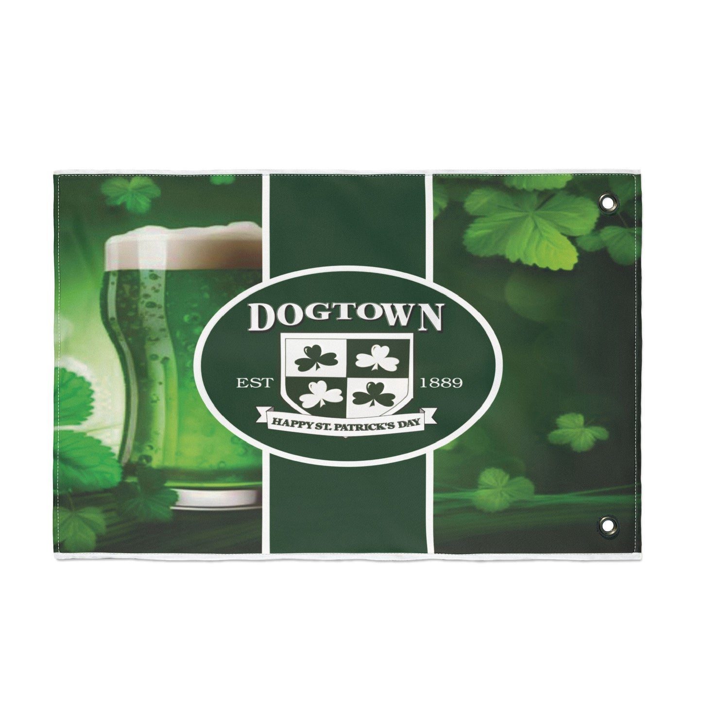 Double Sided Flag- Dogtown Neighborhood St Patrick's Day Printify