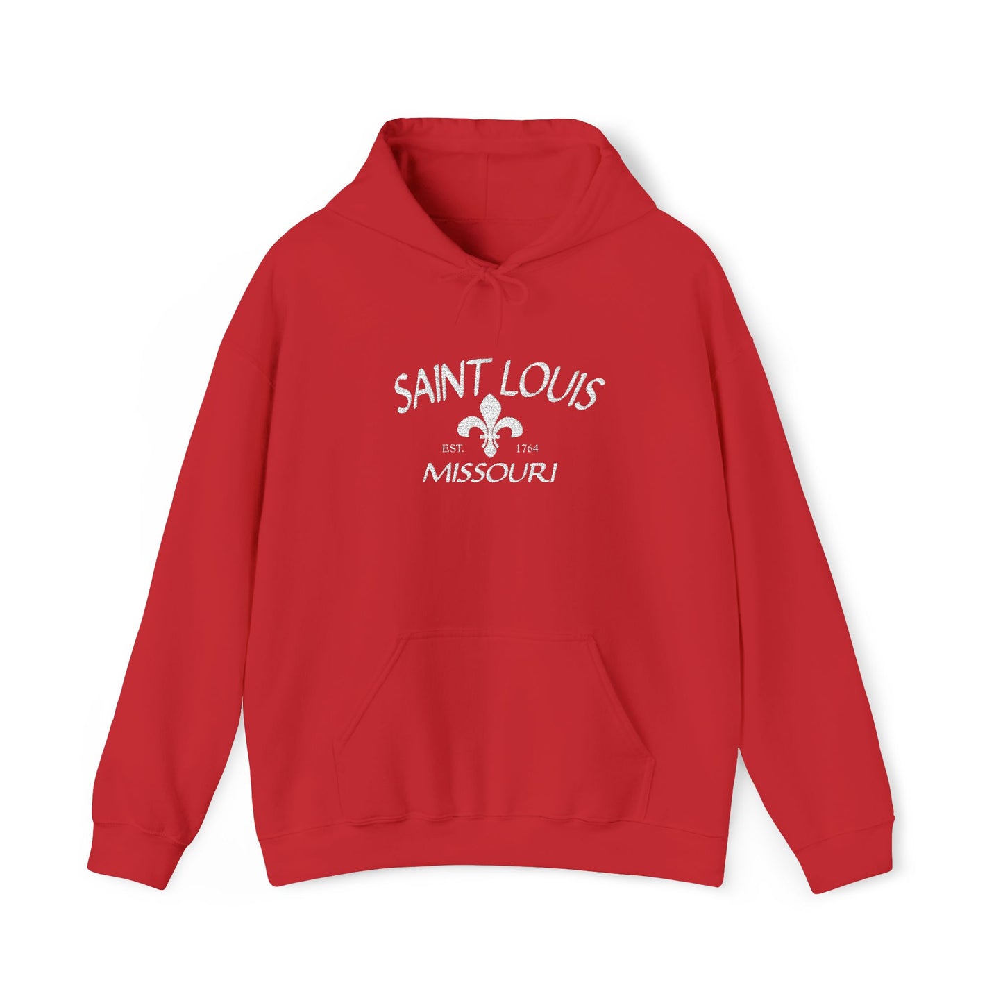Saint Louis Missouri Embroidered Hoodie — White Lettering Printify