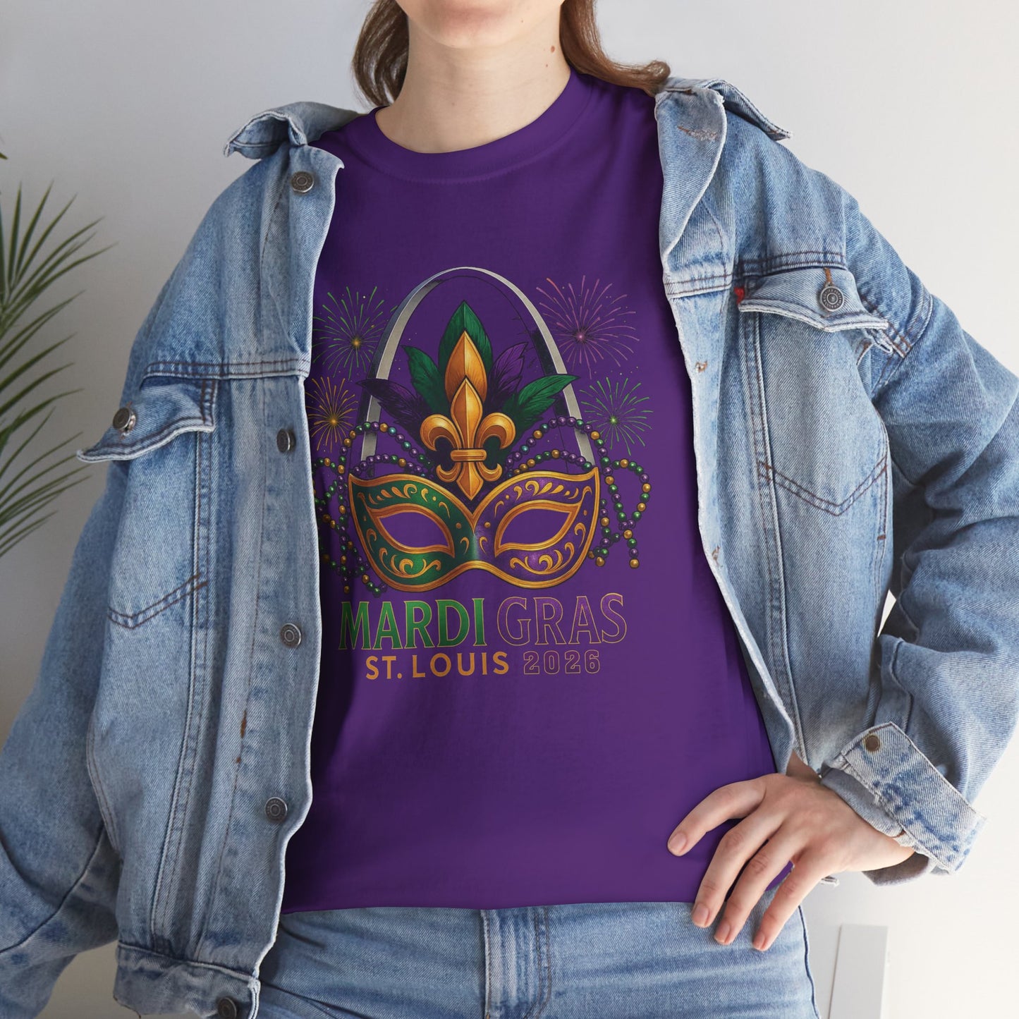 Mardi Gras Graphic T-Shirt — Festive Mask & Beads Tee