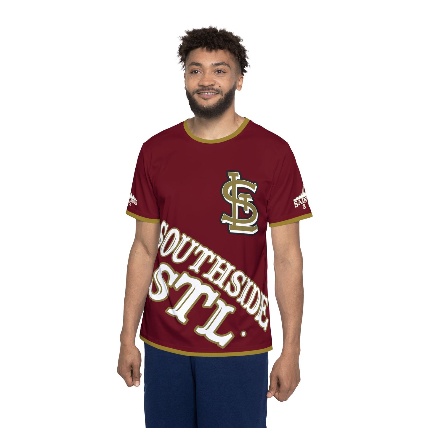 Southside STL All Over Print Sport Jersey (Burgundy)– Gold Skyline Edition