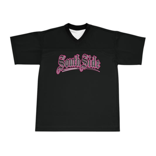 South Side Unisex Football Jersey (AOP)Black & Pink