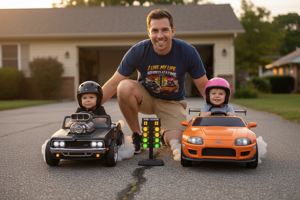 I Live My Life 40 Volts at a Time Racing T‑Shirt