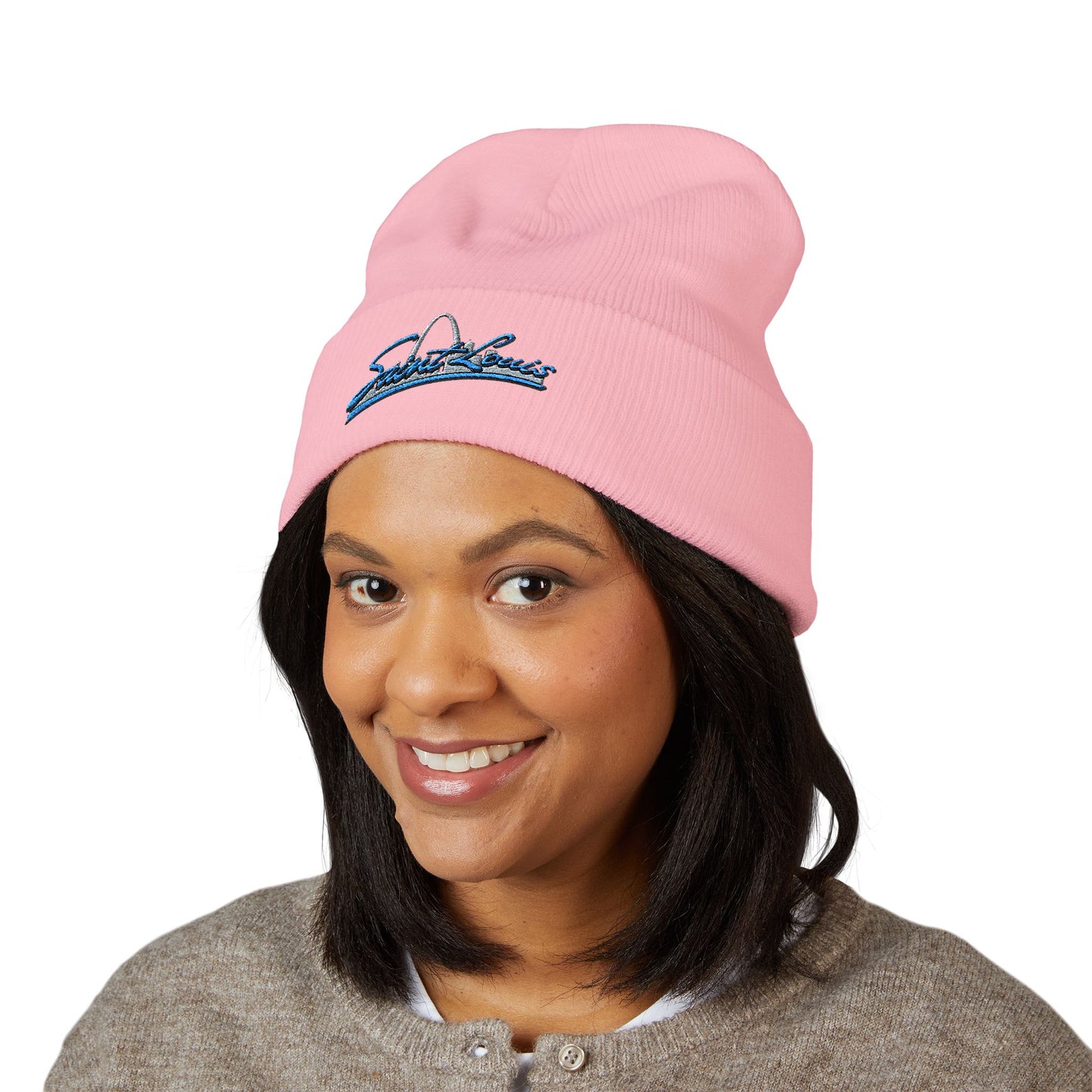 Embroidered Beanie- Saint Louis Blue lettering