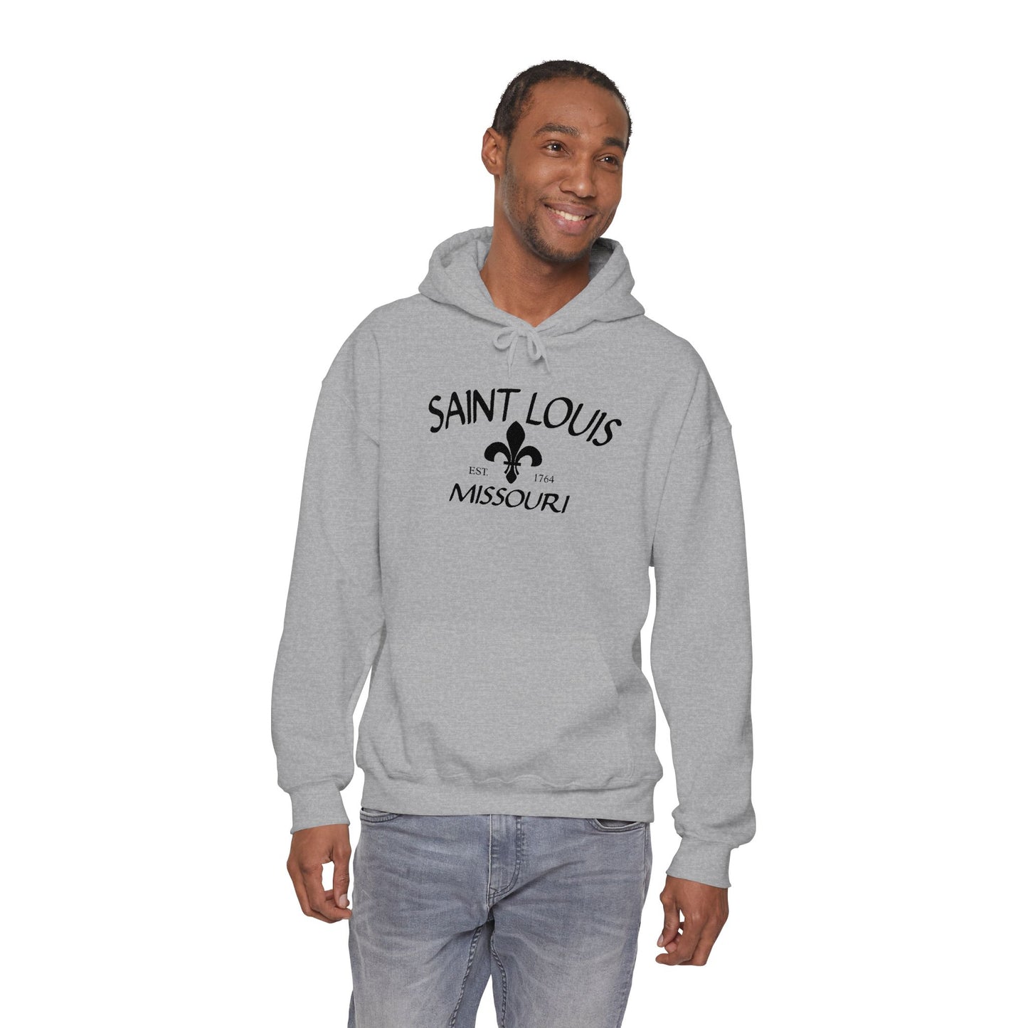 Saint Louis Missouri Embroidered Hoodie (Black Lettering)