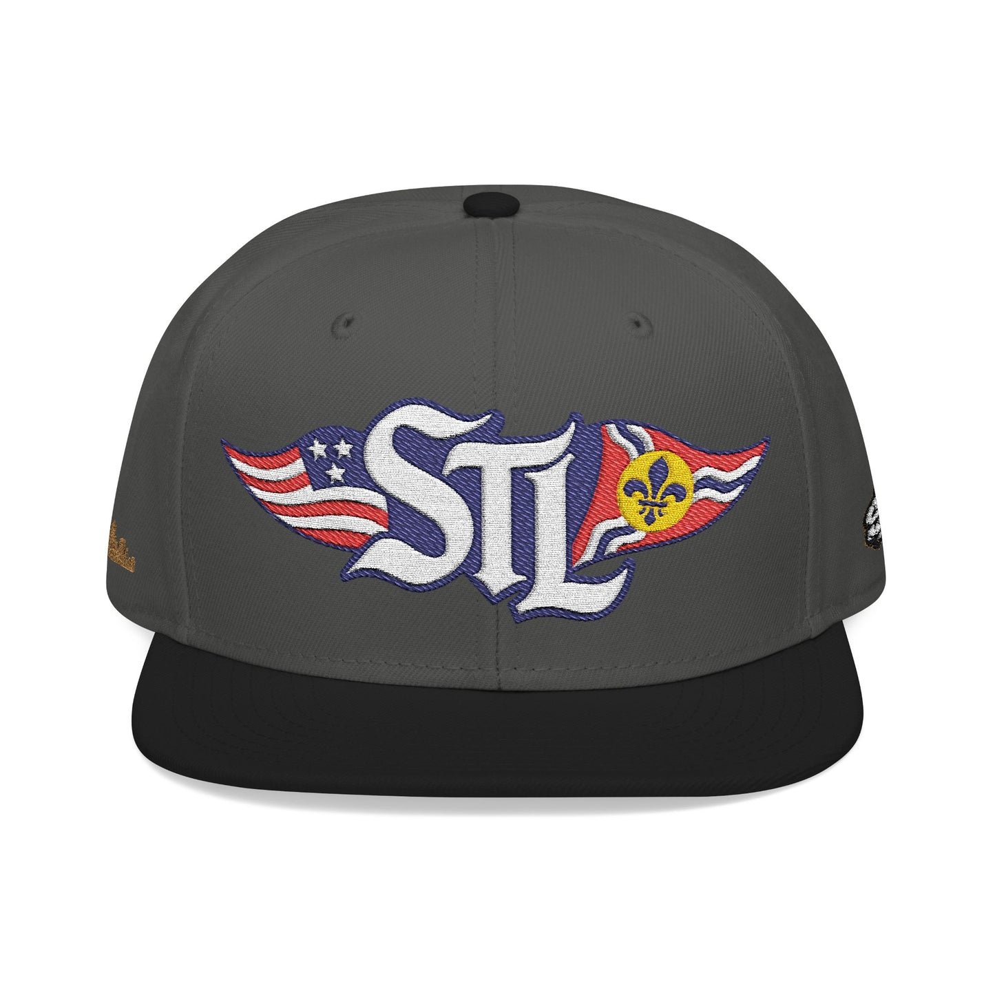 Otto 125‑978 STL Pride Embroidered Hat – Saint Louis Flag, American Flag & Gold Skyline