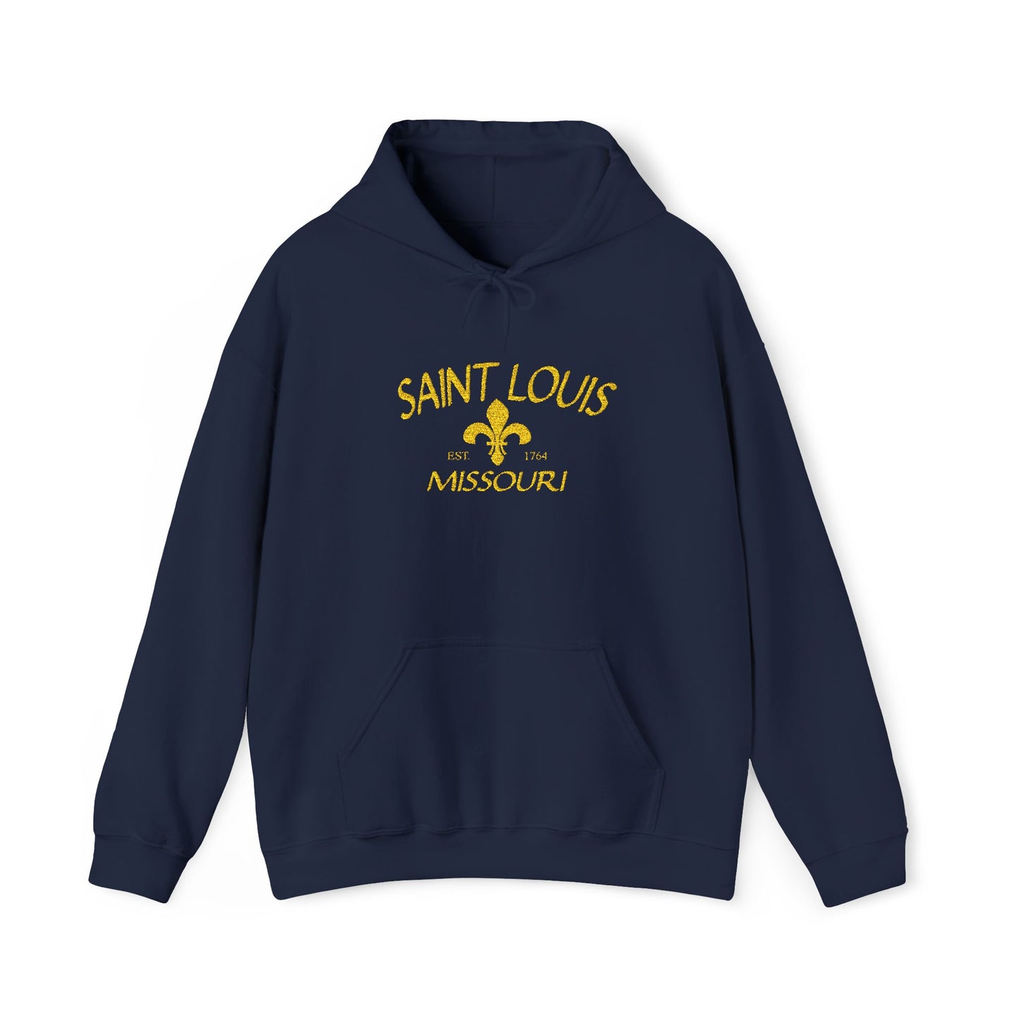 Embroidered Hoodie-Saint Louis Missouri (Yellow Lettering) Printify
