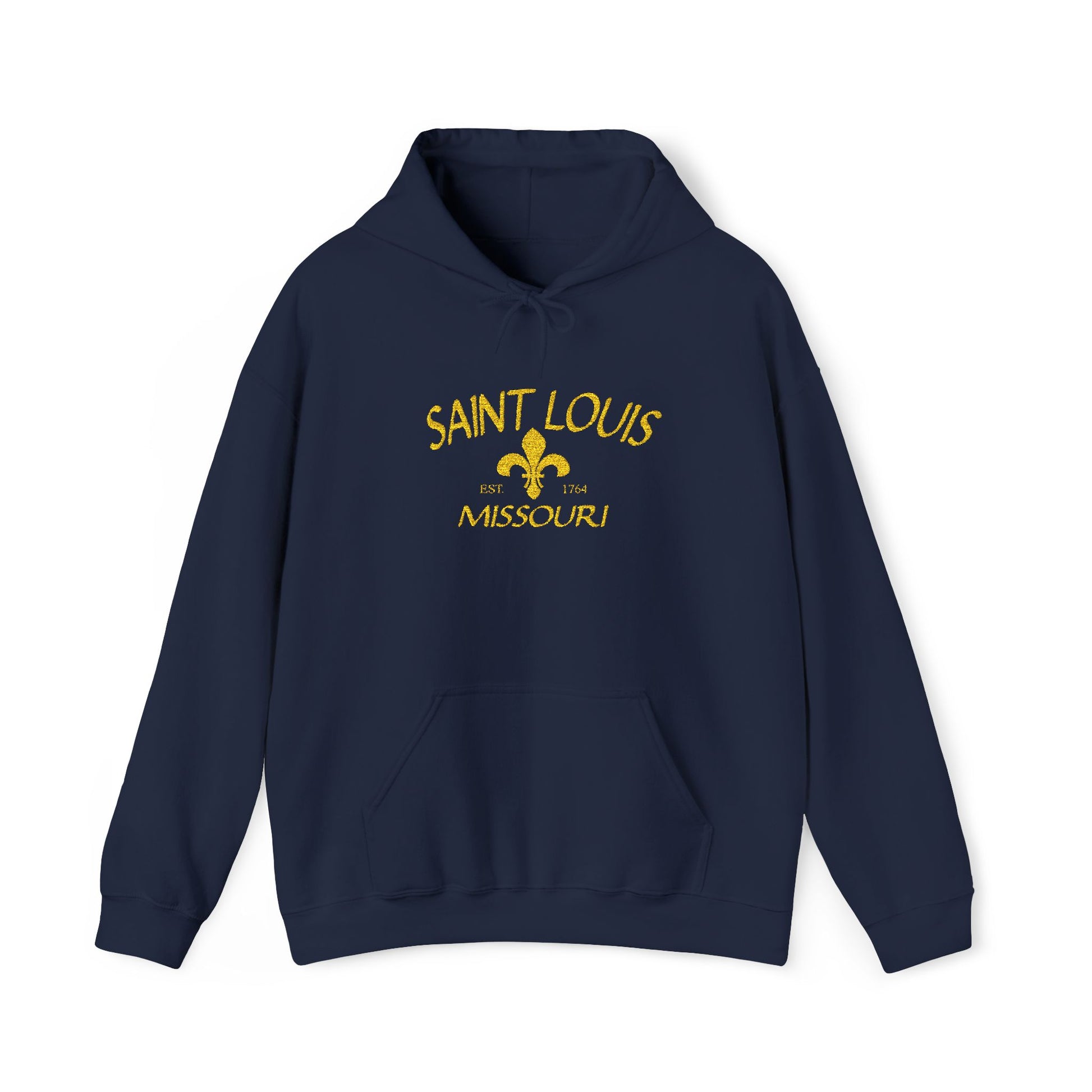 Embroidered Hoodie-Saint Louis Missouri (Yellow Lettering) Printify