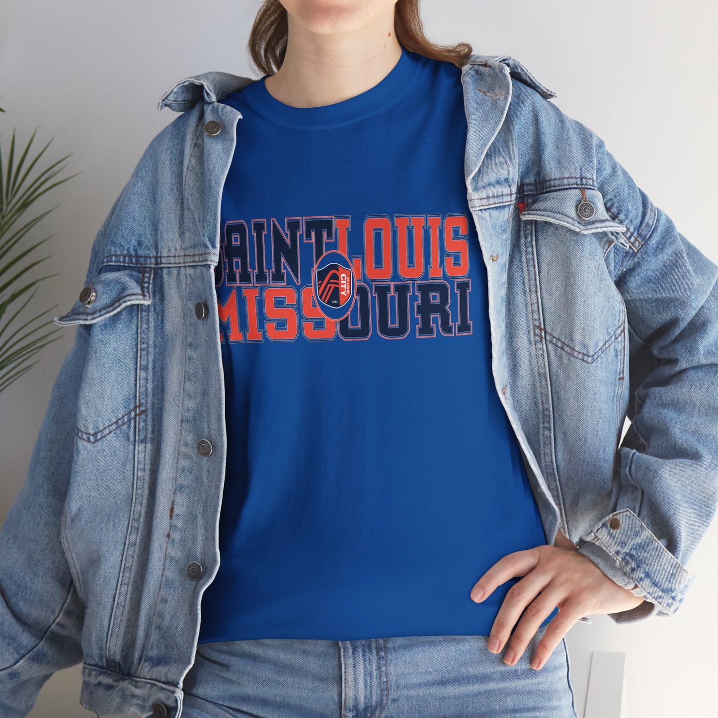 Saint Louis Missouri Tee in Blue and Red Font