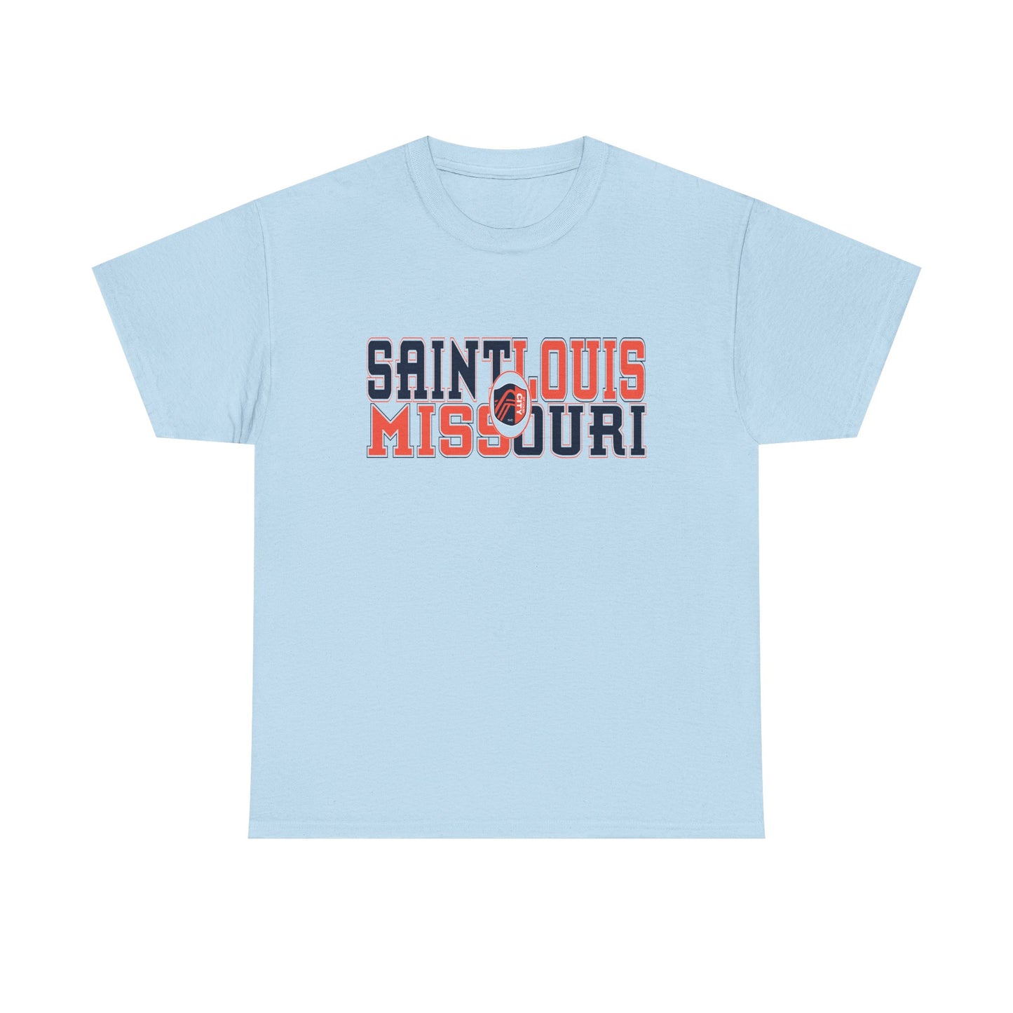 Saint Louis Missouri Tee in Blue and Red Font