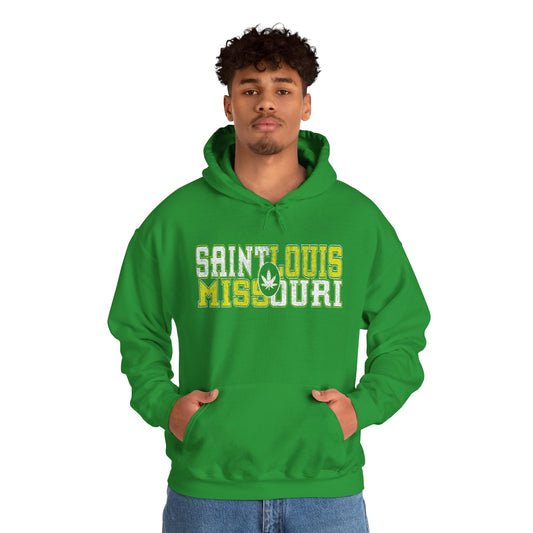 Saint Louis Missouri Hoodie – Retro Collegiate Design with Leaf Emblem