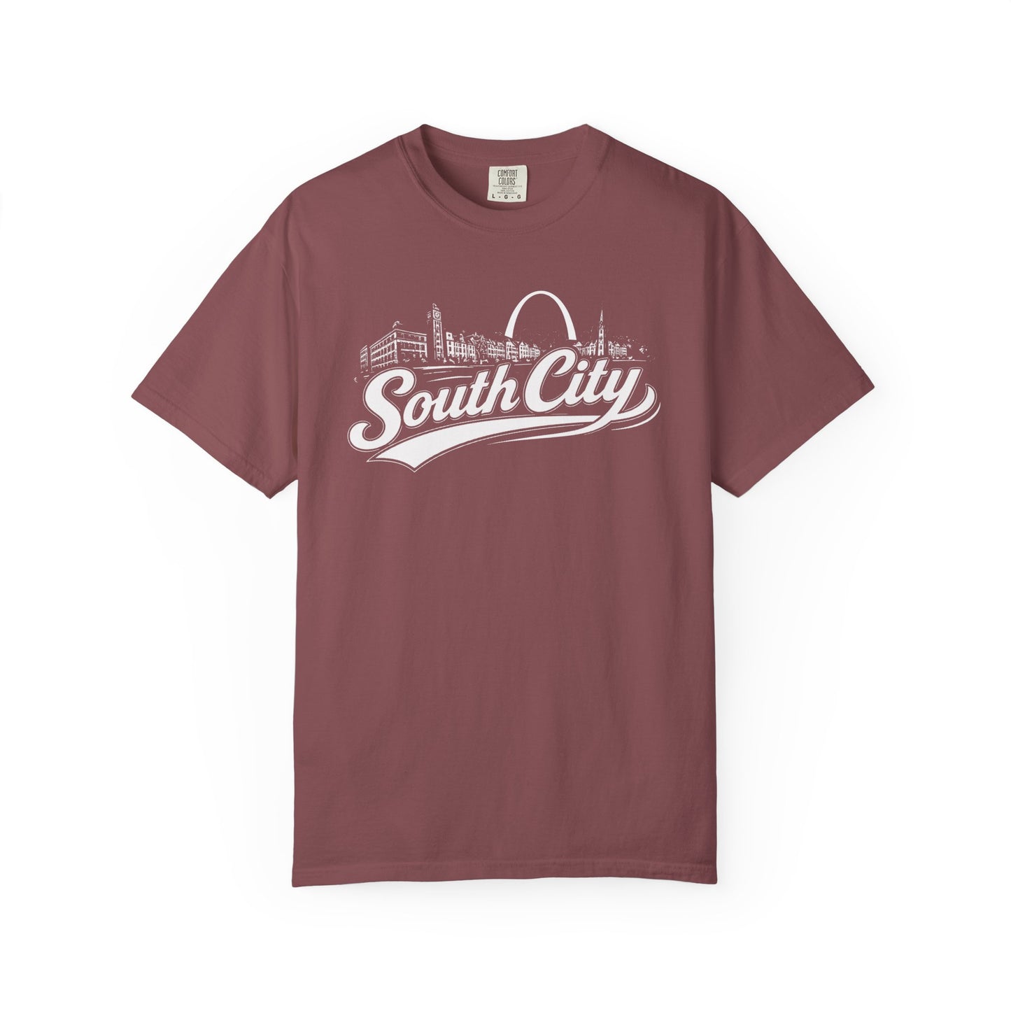 South City St. Louis Shirt Comfort Colors Tee | STL Arch Skyline Graphic | Vintage South City T‑Shirt | Saint Louis Neighborhood Apparel