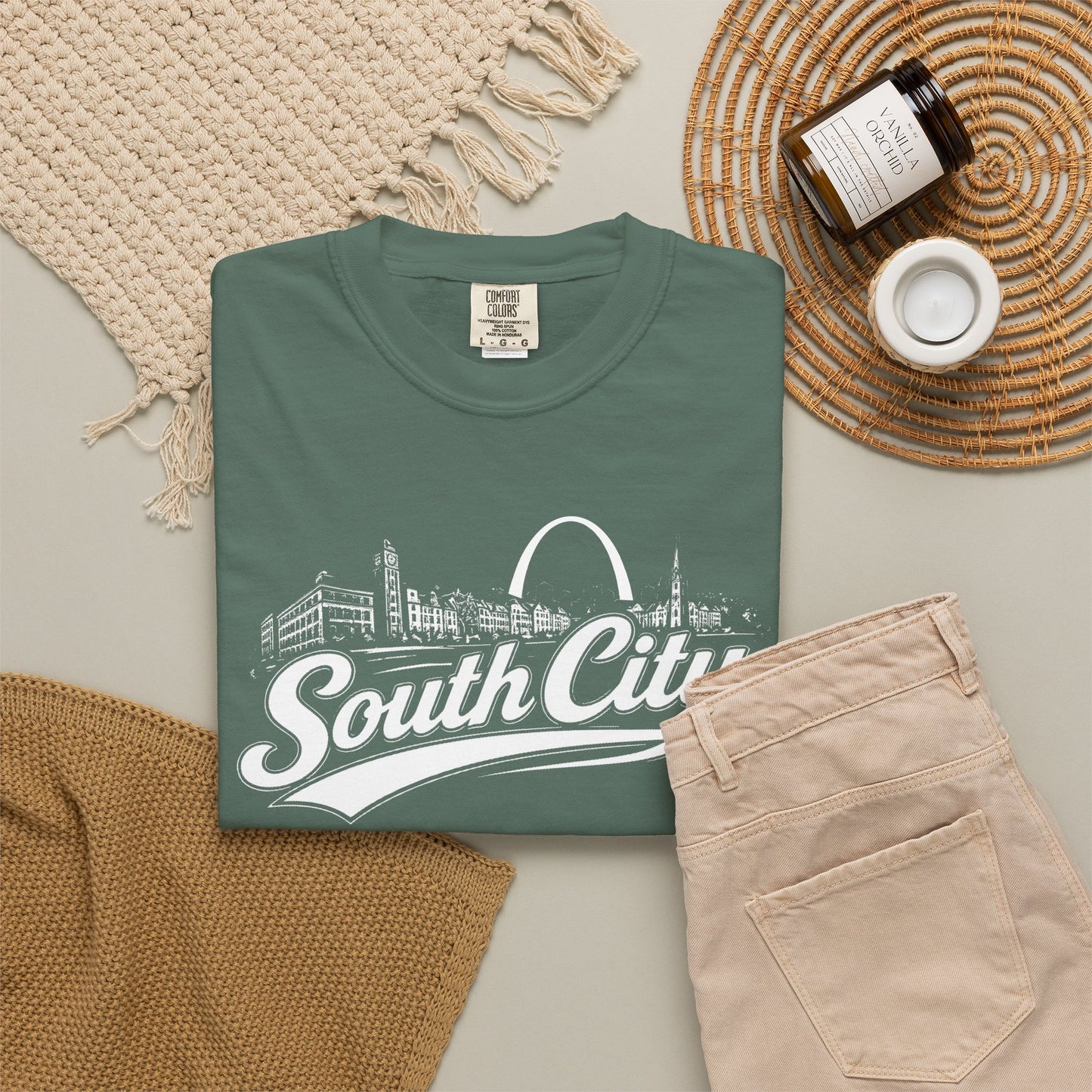 South City St. Louis Shirt Comfort Colors Tee | STL Arch Skyline Graphic | Vintage South City T‑Shirt | Saint Louis Neighborhood Apparel