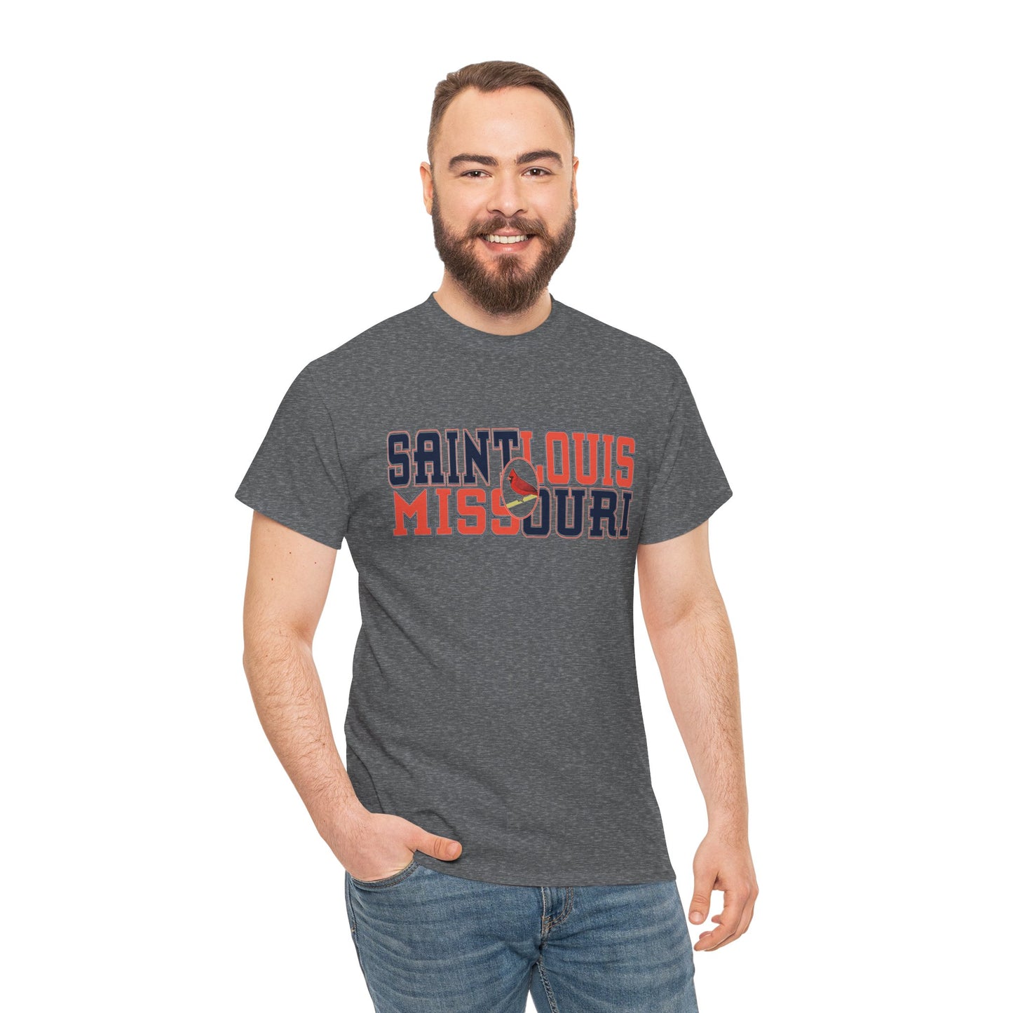 Saint Louis Tee in Red and Blue Lettering