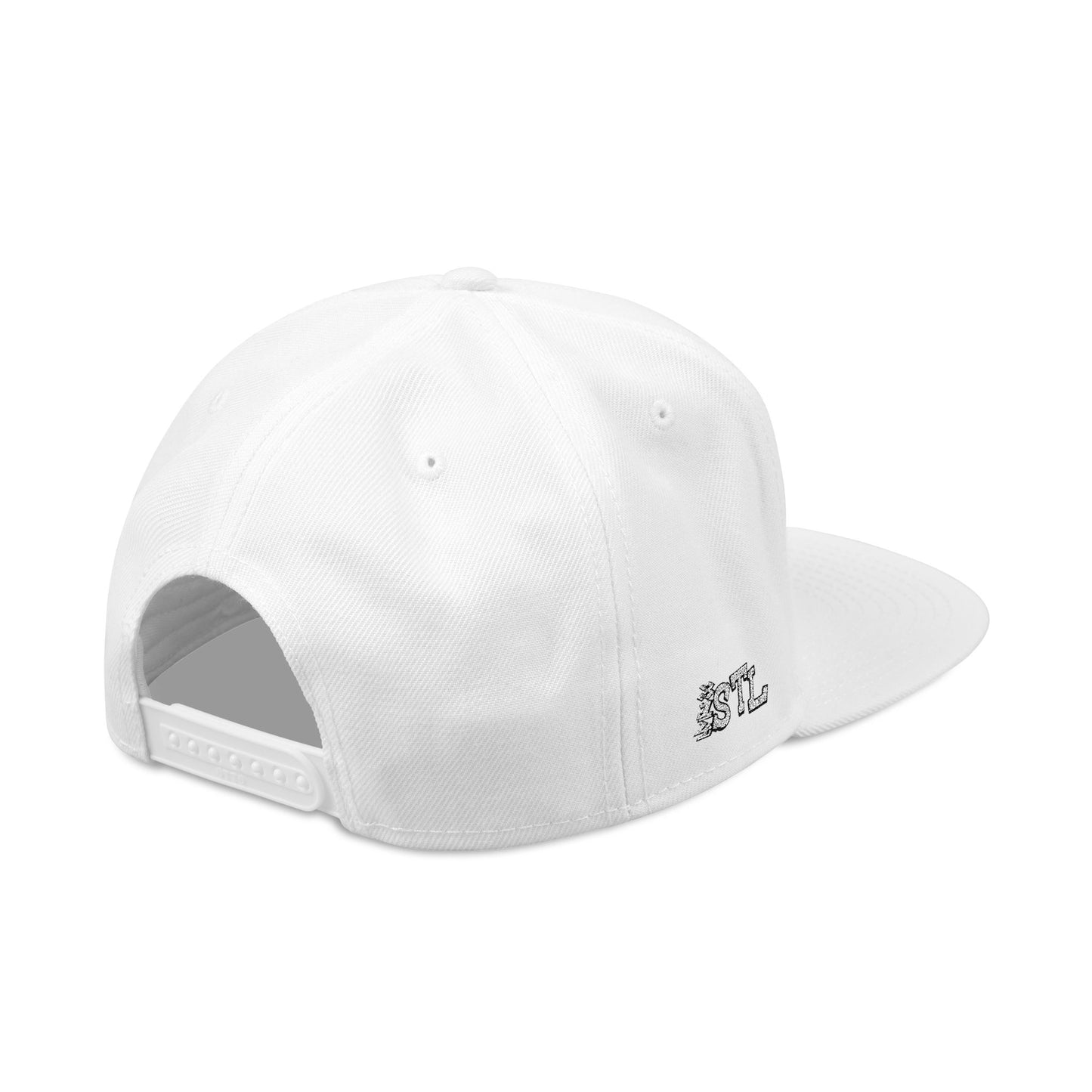 STL Embroidered Snapback Hat- Black & White Lettering Printify