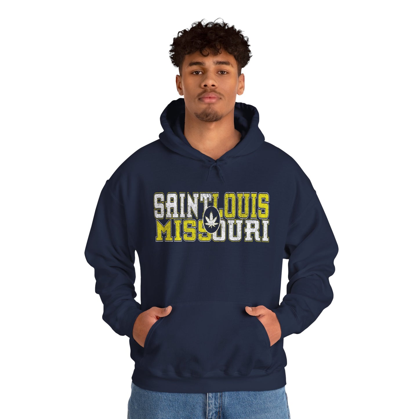 Saint Louis Missouri Hoodie – Retro Collegiate Design with Leaf Emblem