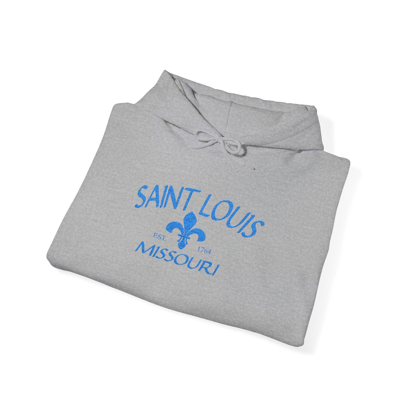 Saint Louis Embroidered Hoodie — Blue Lettering