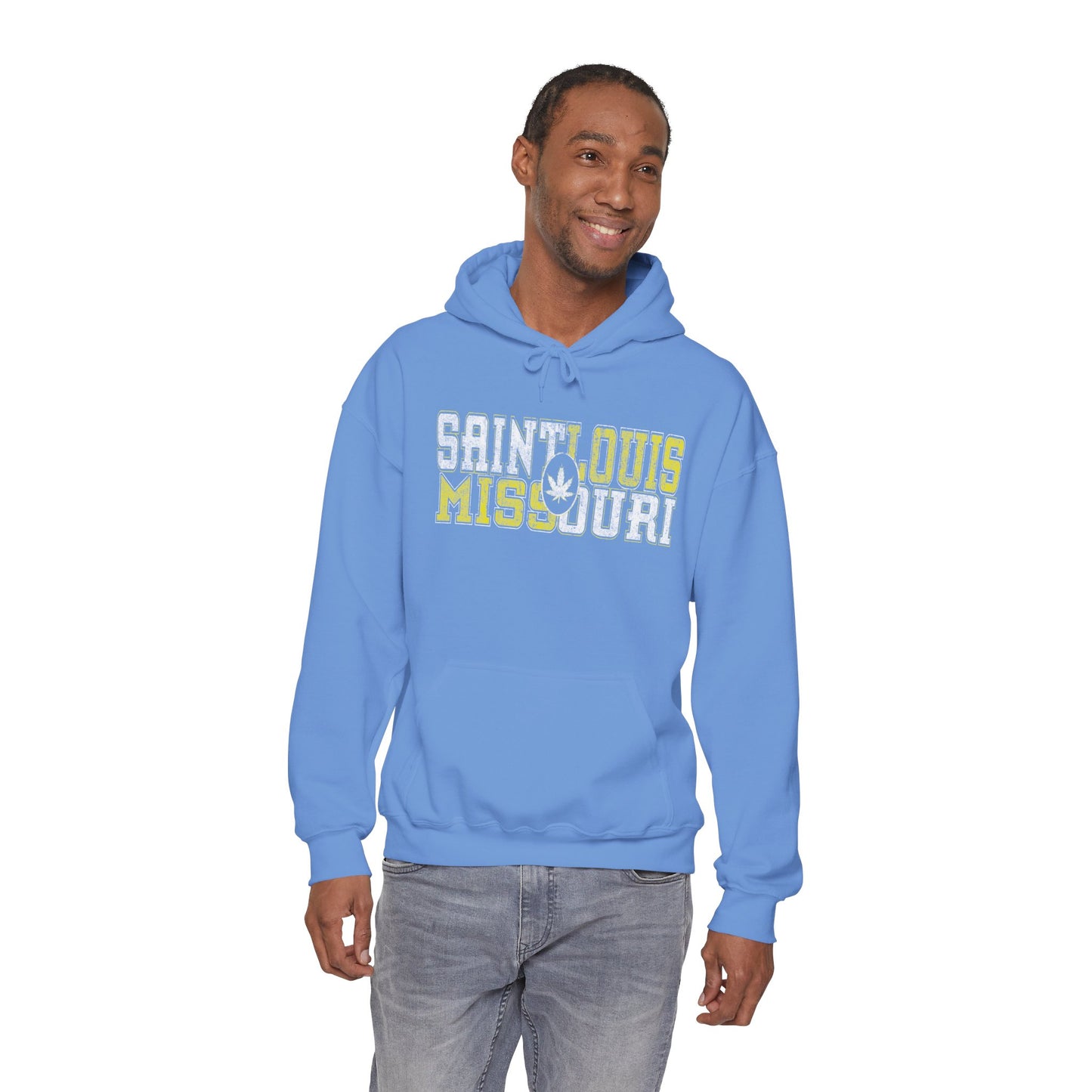 Saint Louis Missouri Hoodie – Retro Collegiate Design with Leaf Emblem