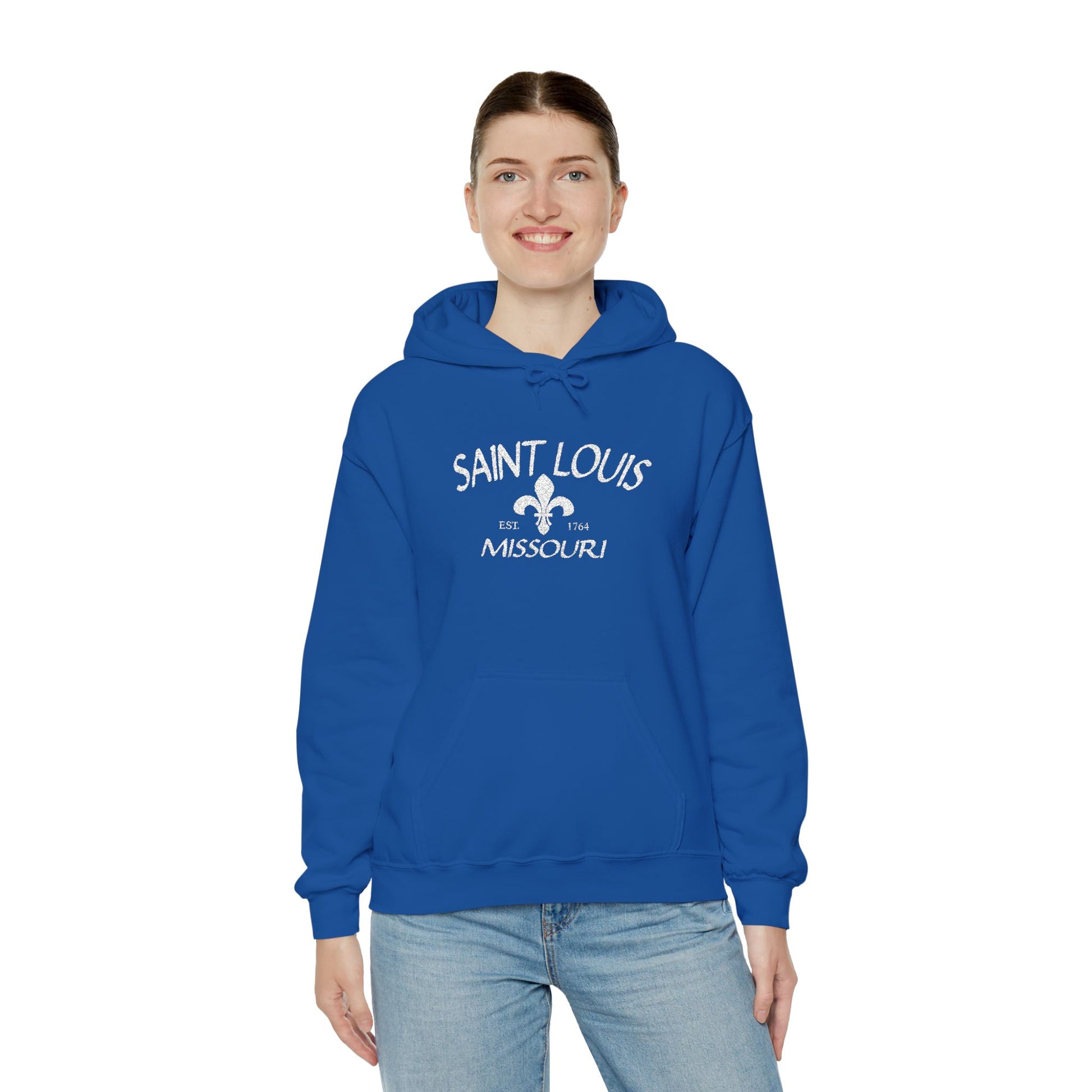 Saint Louis Missouri Embroidered Hoodie — White Lettering Printify