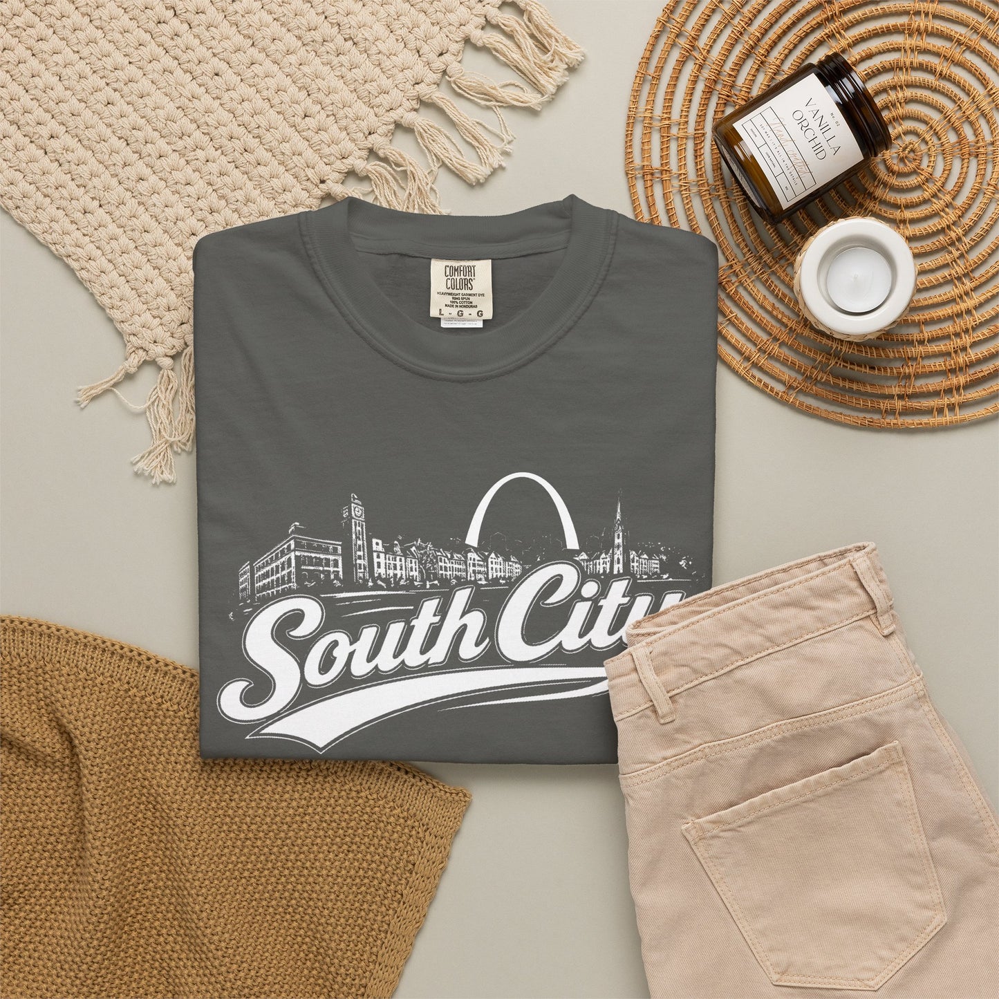 South City St. Louis Shirt Comfort Colors Tee | STL Arch Skyline Graphic | Vintage South City T‑Shirt | Saint Louis Neighborhood Apparel