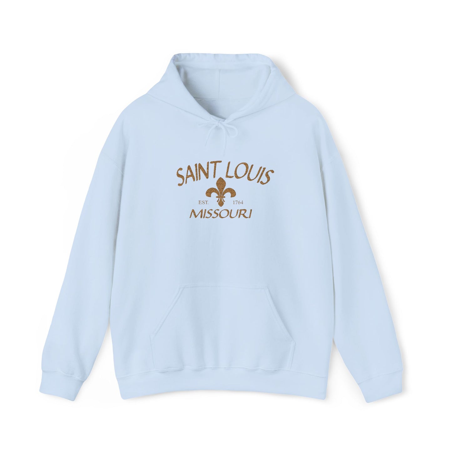 Saint Louis Missouri Embroidered Hoodie — Brown Lettering