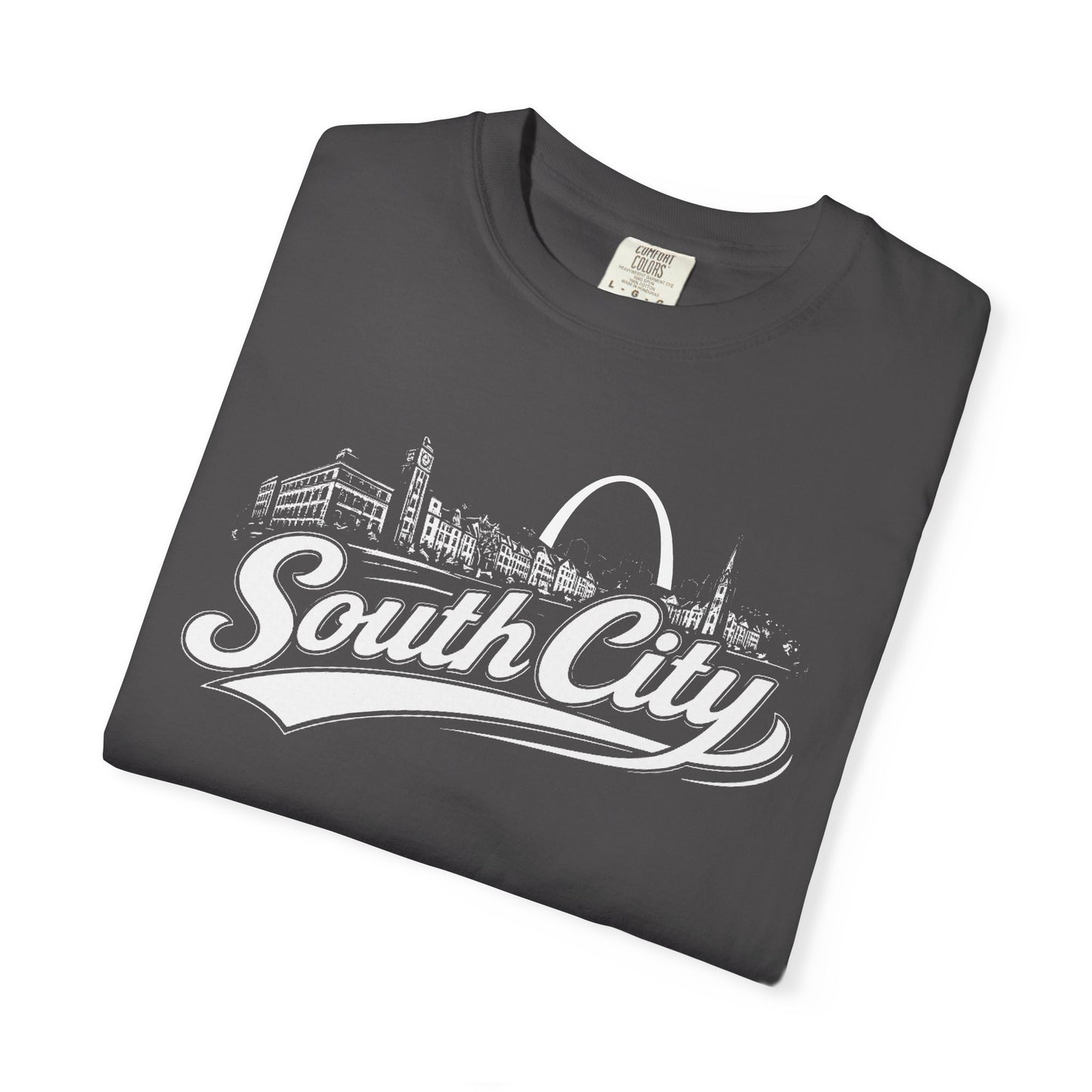 South City St. Louis Shirt Comfort Colors Tee | STL Arch Skyline Graphic | Vintage South City T‑Shirt | Saint Louis Neighborhood Apparel