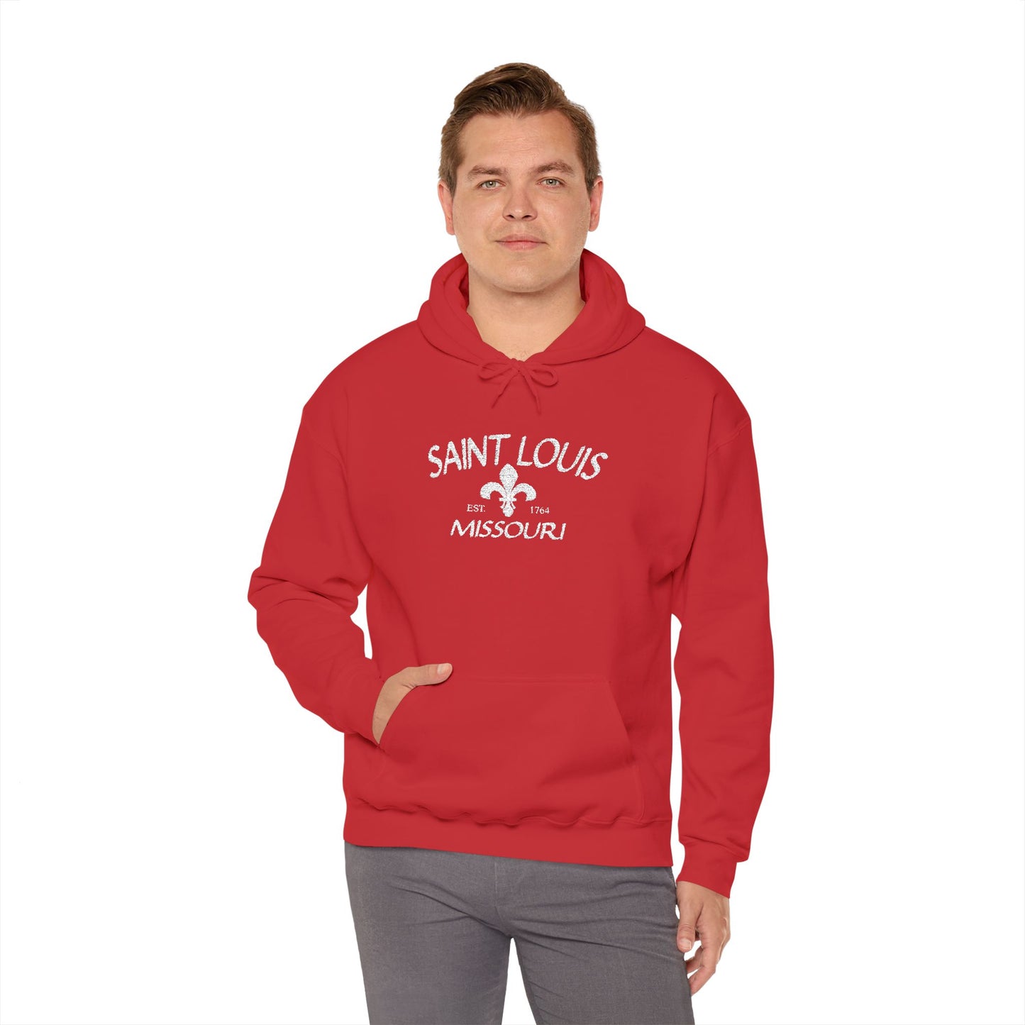 Saint Louis Missouri Embroidered Hoodie — White Lettering Printify