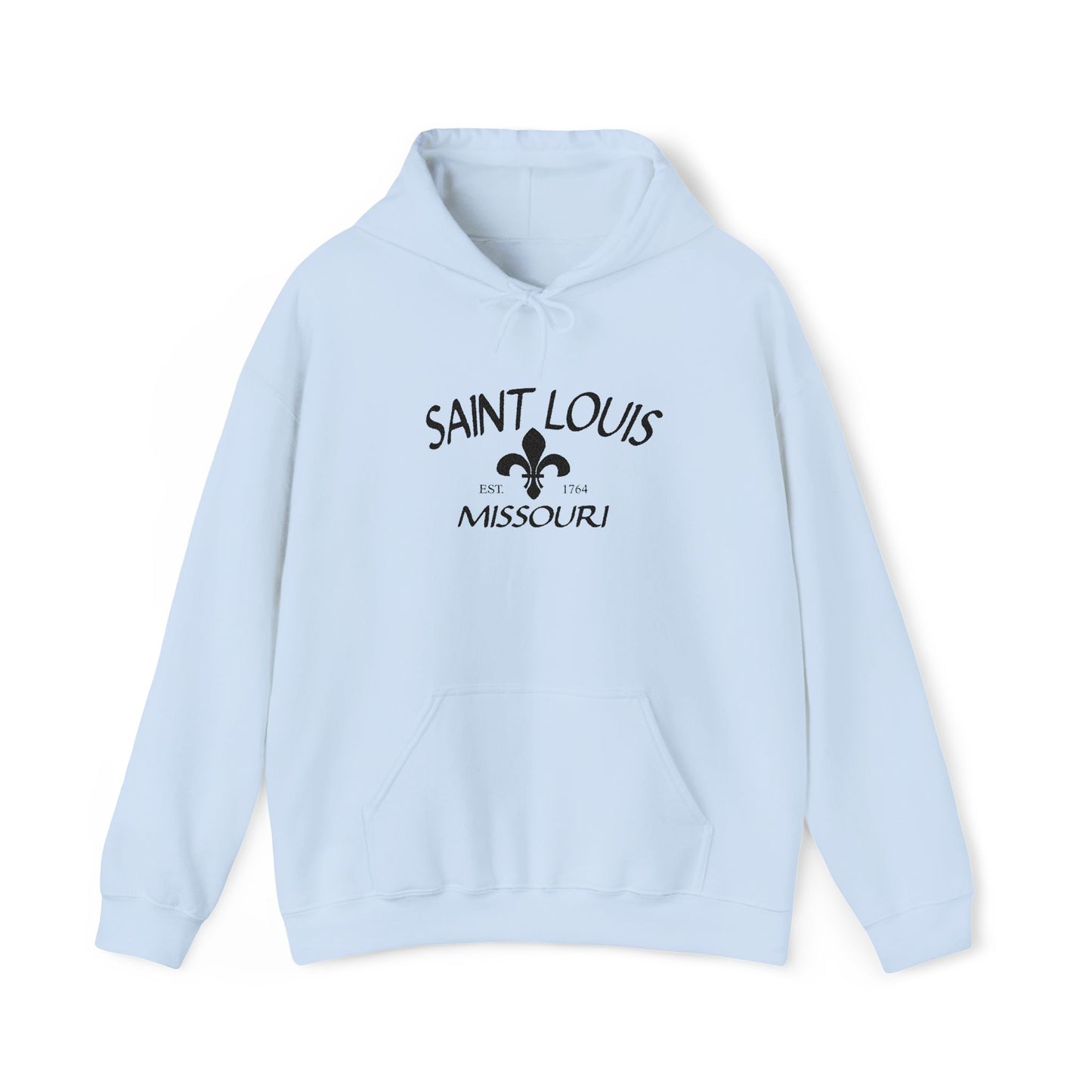 Saint Louis Missouri Embroidered Hoodie (Black Lettering)