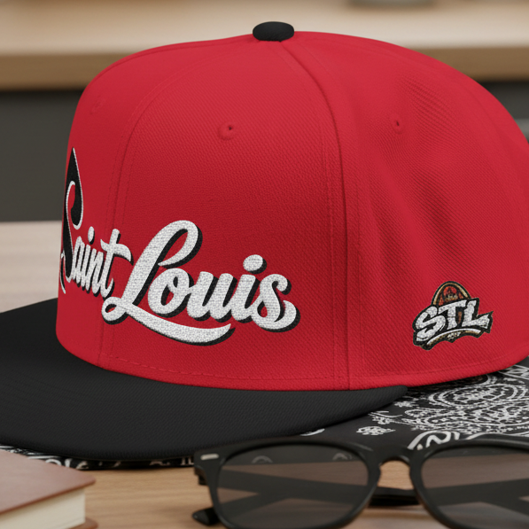 Embroidered 'Saint Louis' Snapback Hat⚠️ Contains AI-generated models