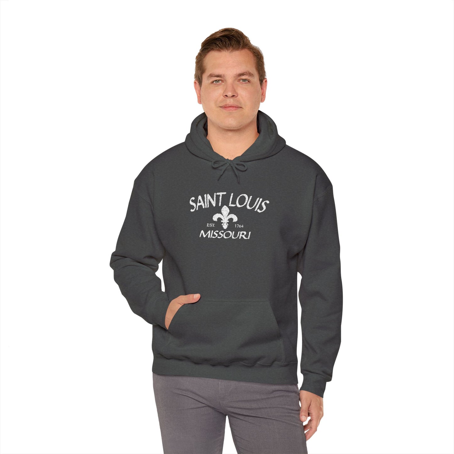 Saint Louis Missouri Embroidered Hoodie — White Lettering