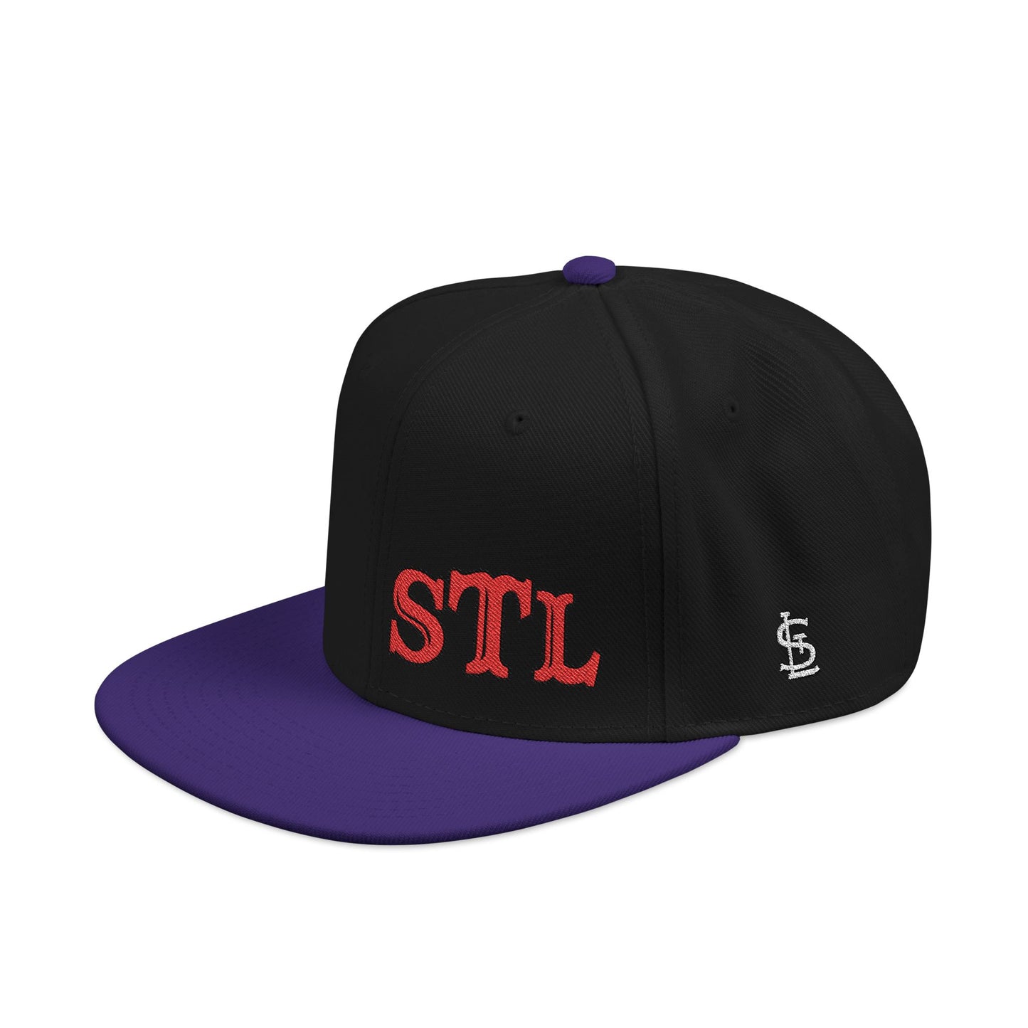 STL Embroidered Snapback Hat-Red & Black Lettering Printify