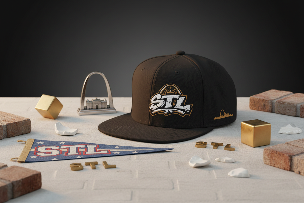 STL Embroidered Snapback Hat — St. Louis Retro Logo Cap ⚠️ Contains AI-generated models
