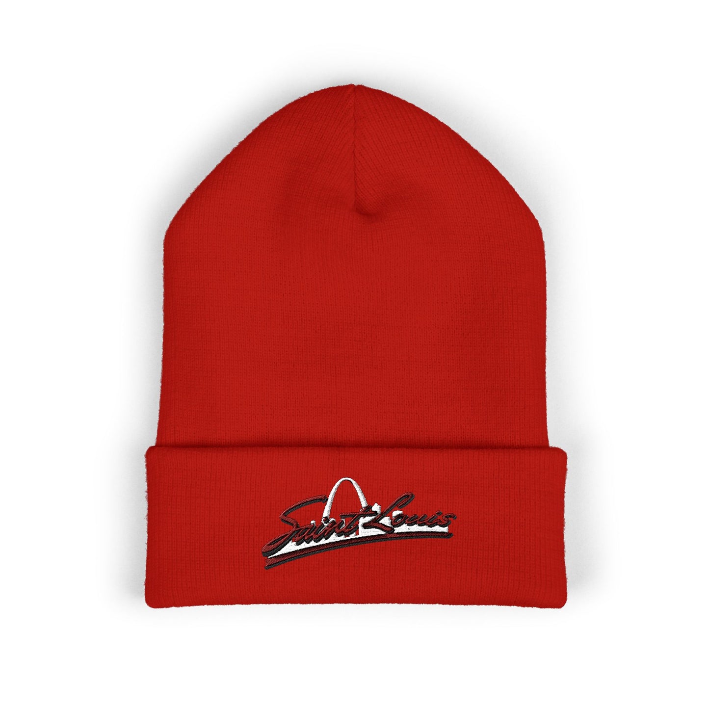 Embroidered Beanie - Saint Louis Red Lettering