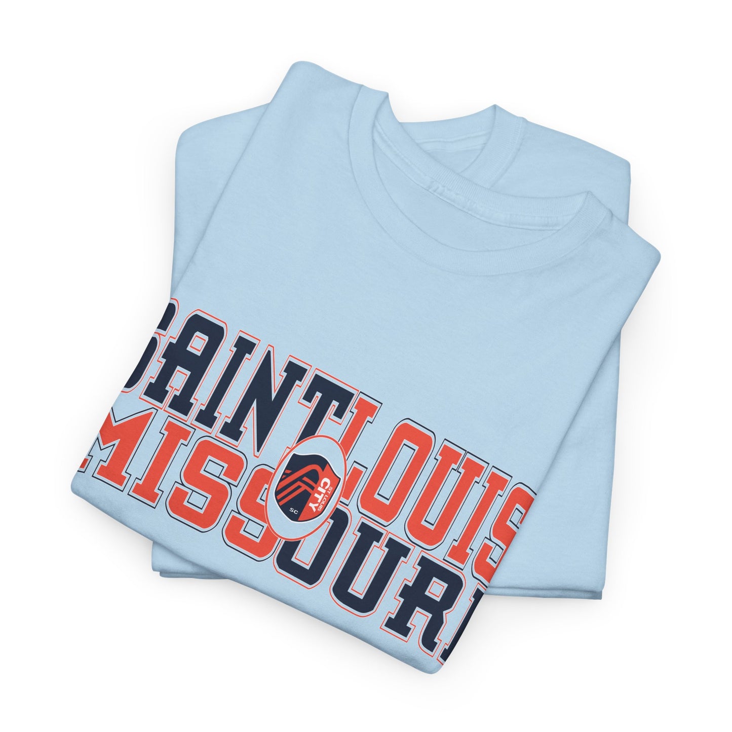 Saint Louis Missouri Tee in Blue and Red Font
