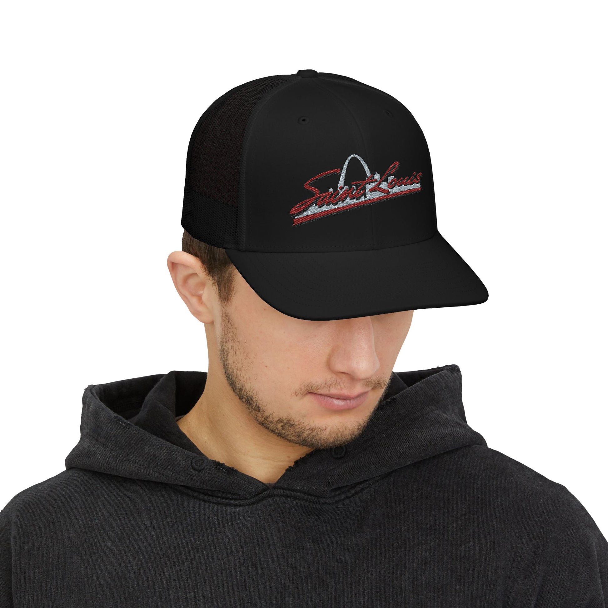 Embroidered Snapback Trucker Cap - Saint Louis Logo Printify