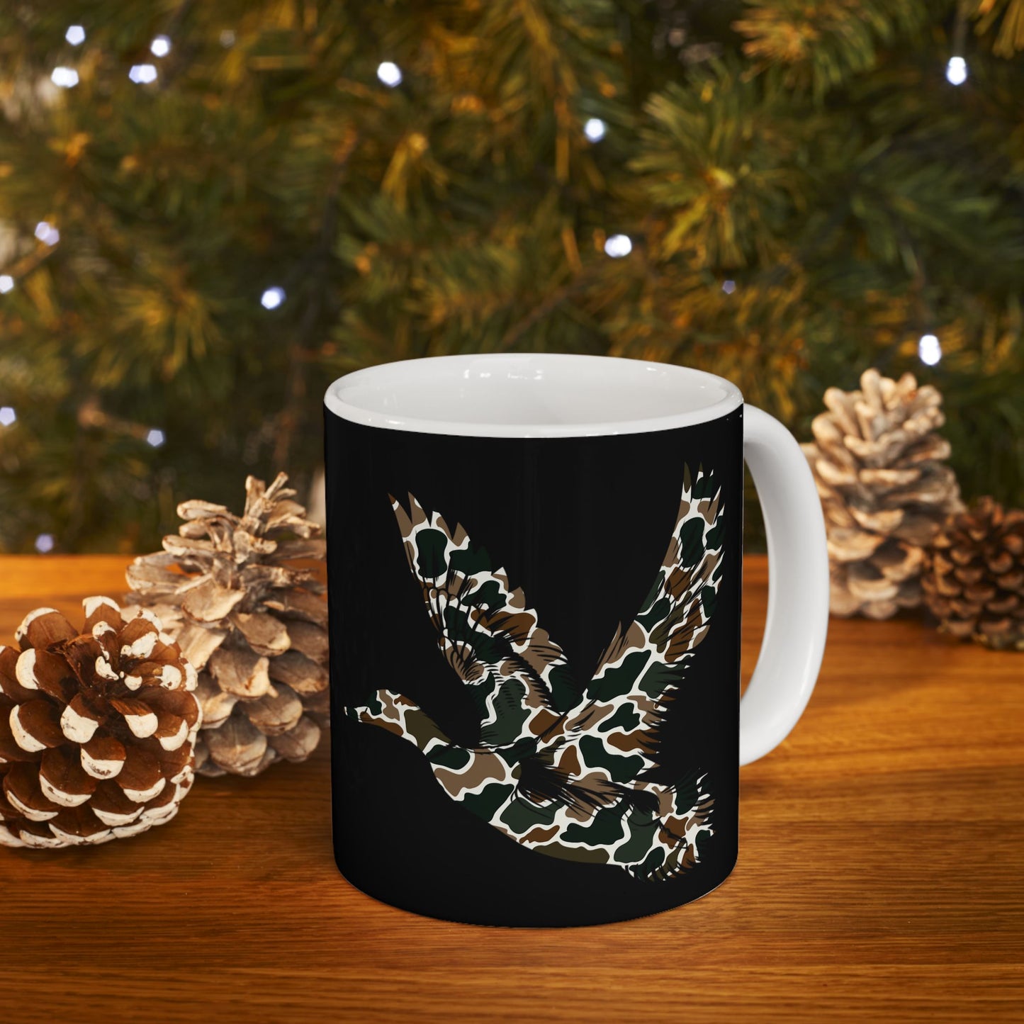 Ceramic Mug, (11oz, 15oz)-Camo Duck Theme