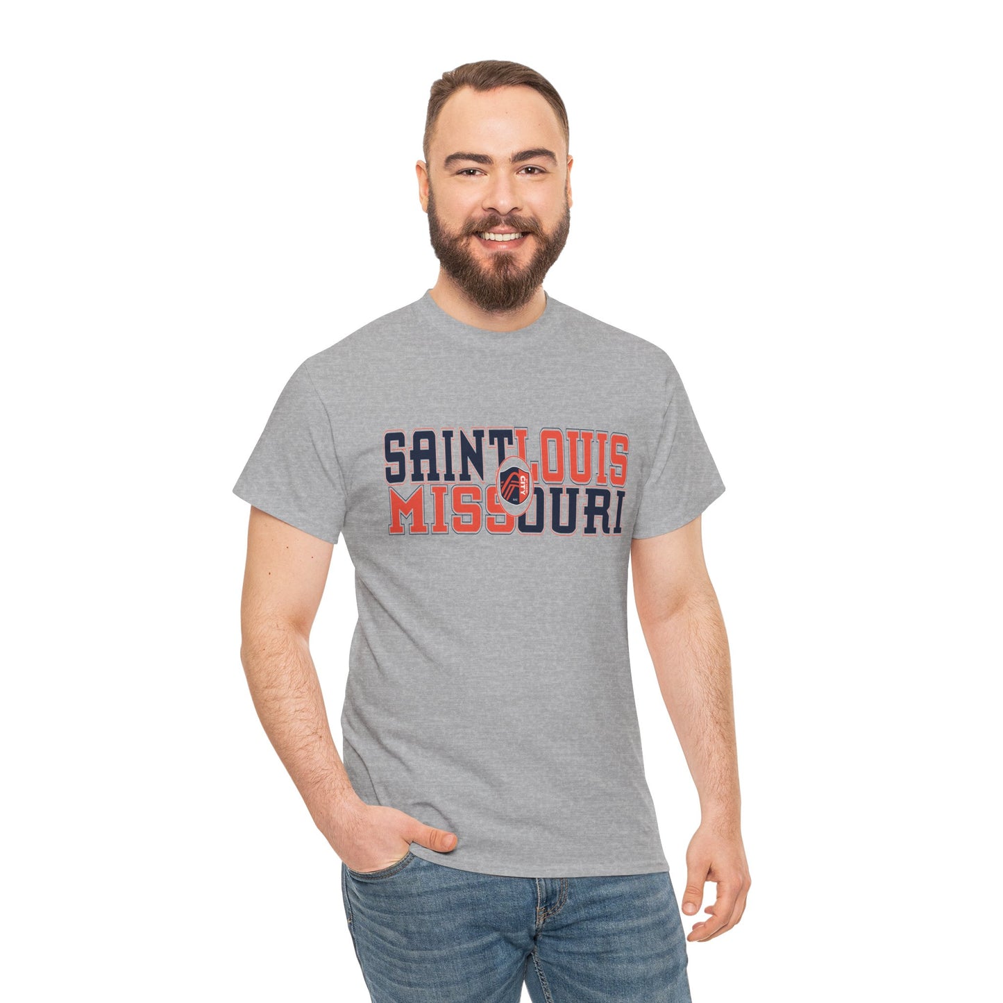 Saint Louis Missouri Tee in Blue and Red Font