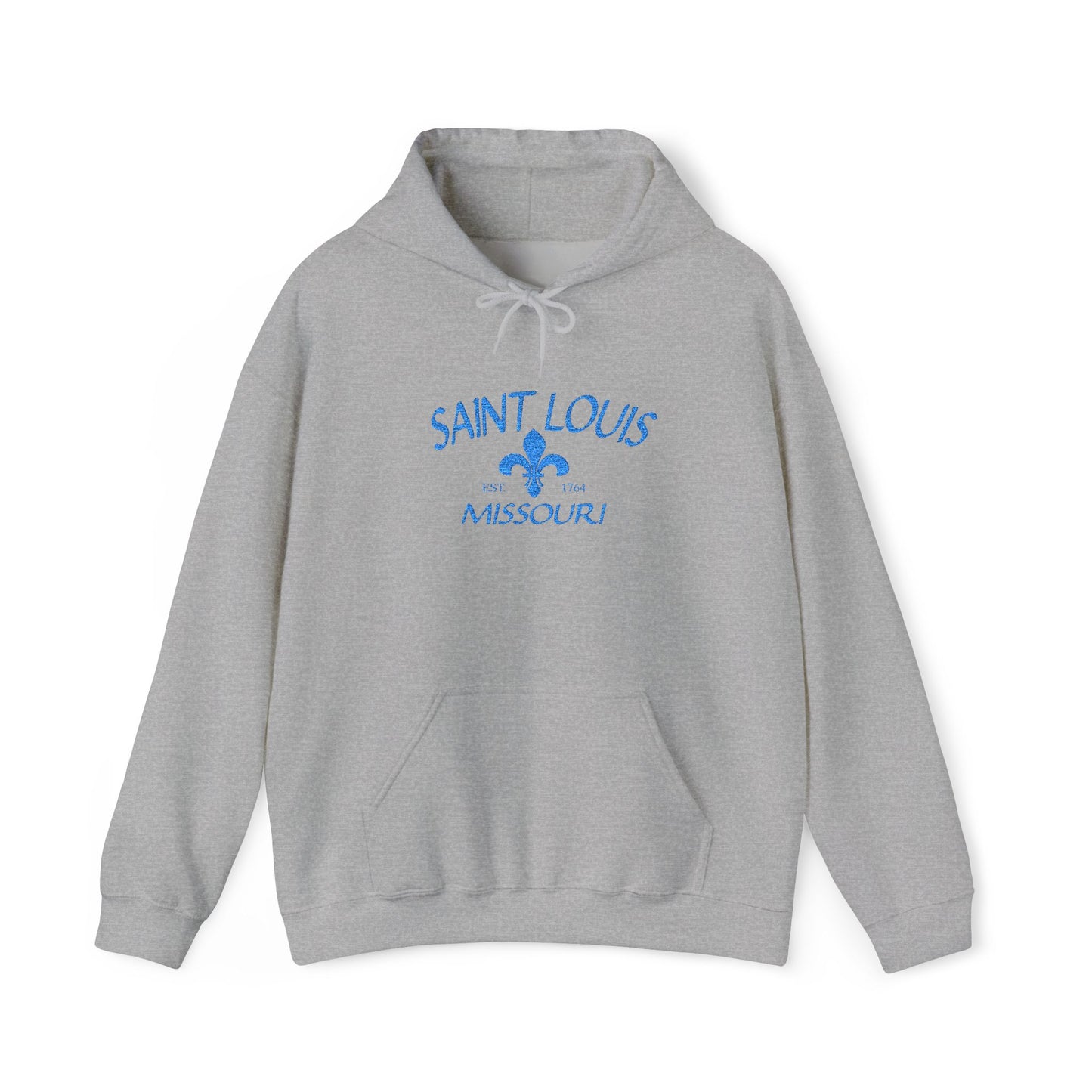 Saint Louis Embroidered Hoodie — Blue Lettering