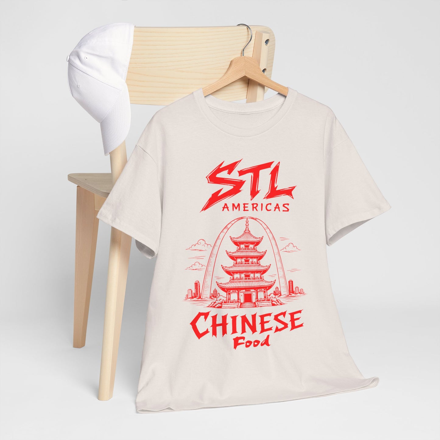 STL Americas Chinese Food T-Shirt — Retro Pagoda Graphic Tee