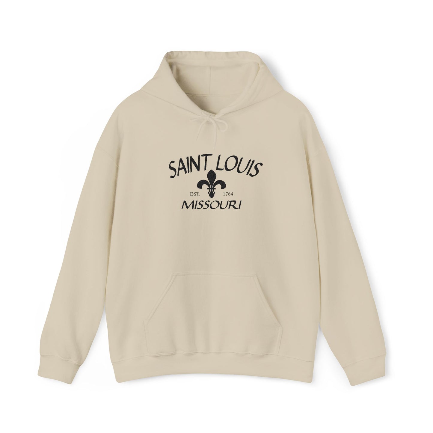 Saint Louis Missouri Embroidered Hoodie (Black Lettering)