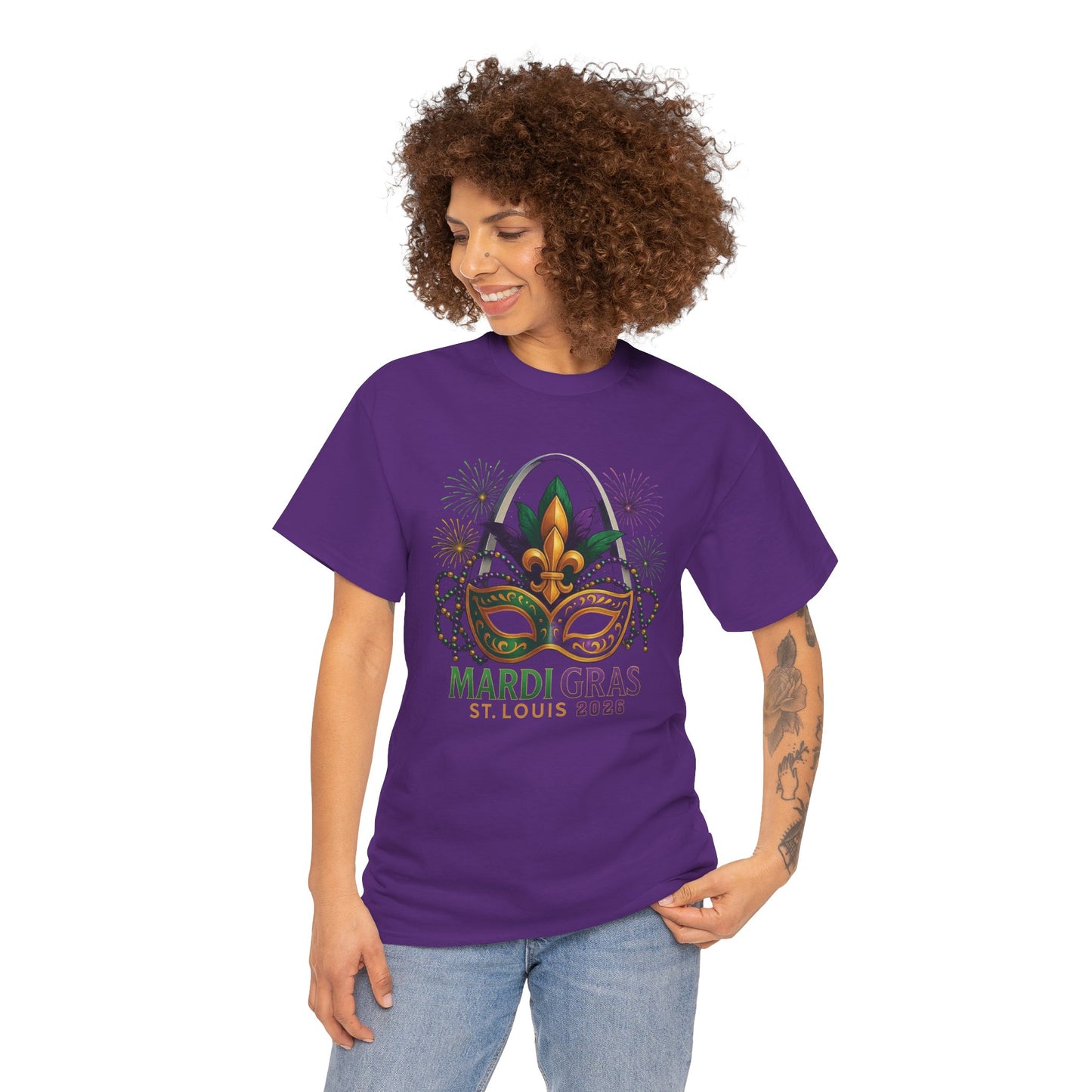 Mardi Gras Graphic T-Shirt — Festive Mask & Beads Tee