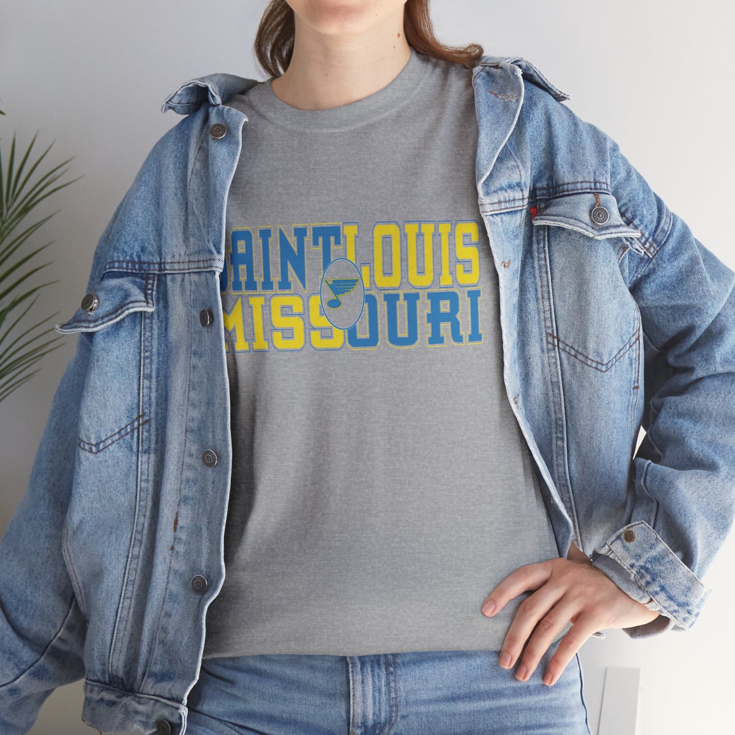 Saint Louis Missouri Tee in Blue & Gold Font