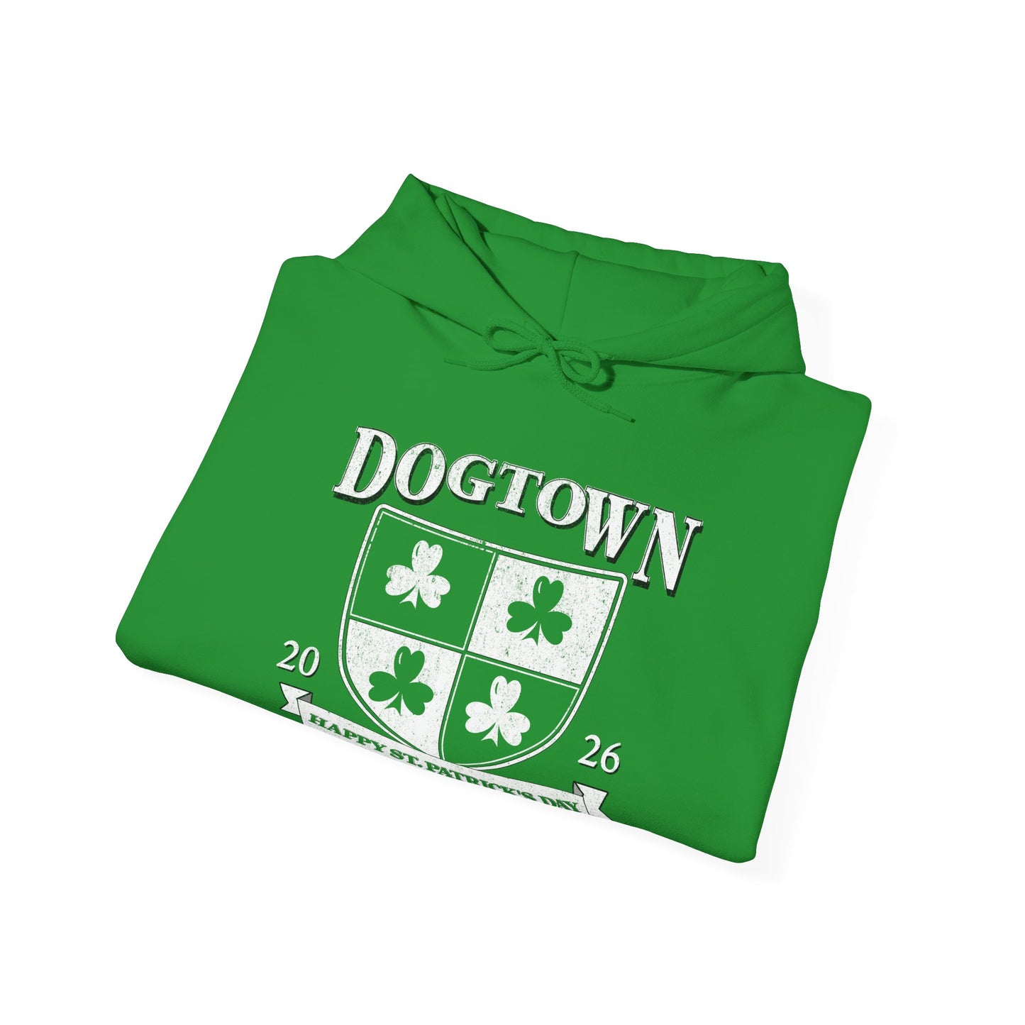 Dogtown St. Patrick's Day Hoodie — Shamrock Crest 'Happy St. Patrick's Day'