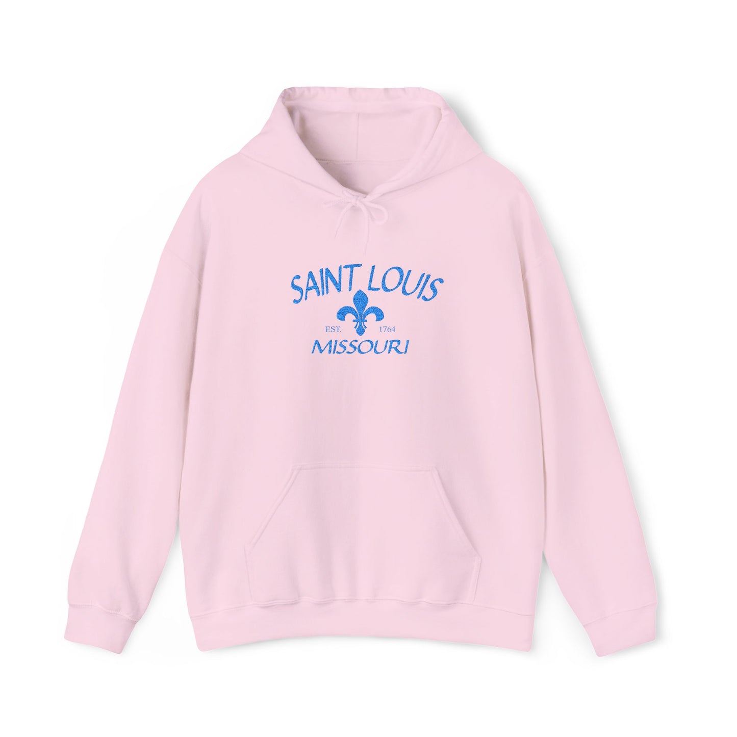 Saint Louis Embroidered Hoodie — Blue Lettering