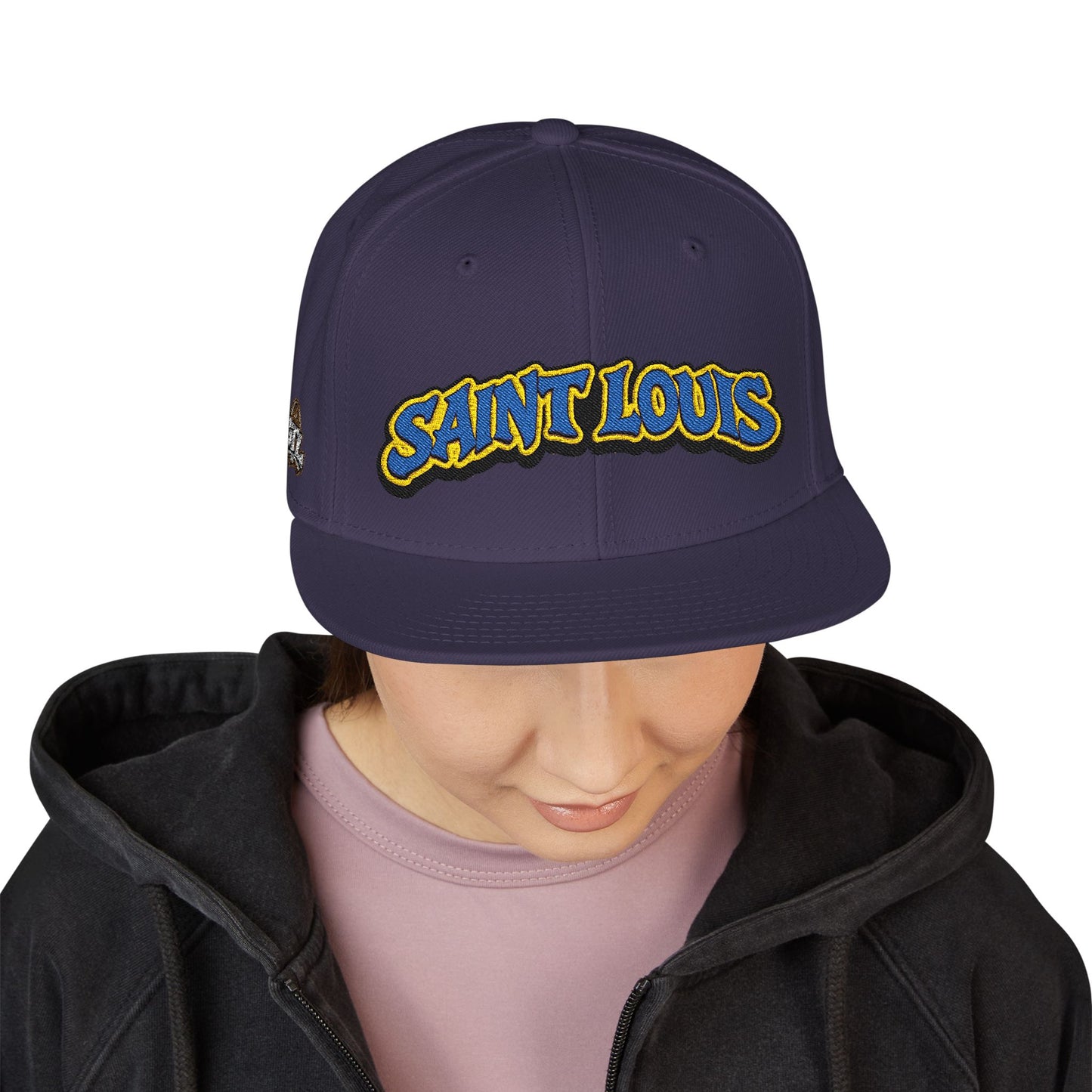 St. Louis Embroidered Snapback Hat — Retro Script Logo Cap