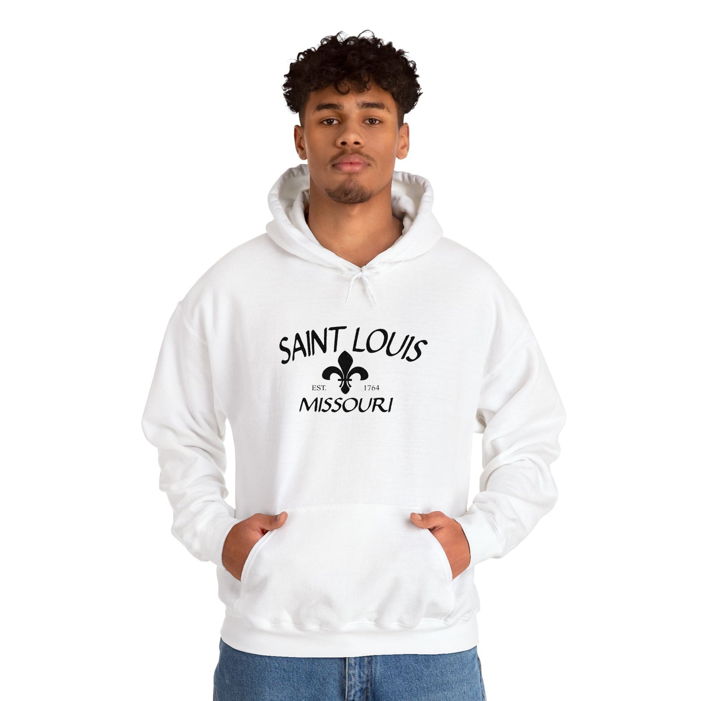 Saint Louis Missouri Embroidered Hoodie (Black Lettering)