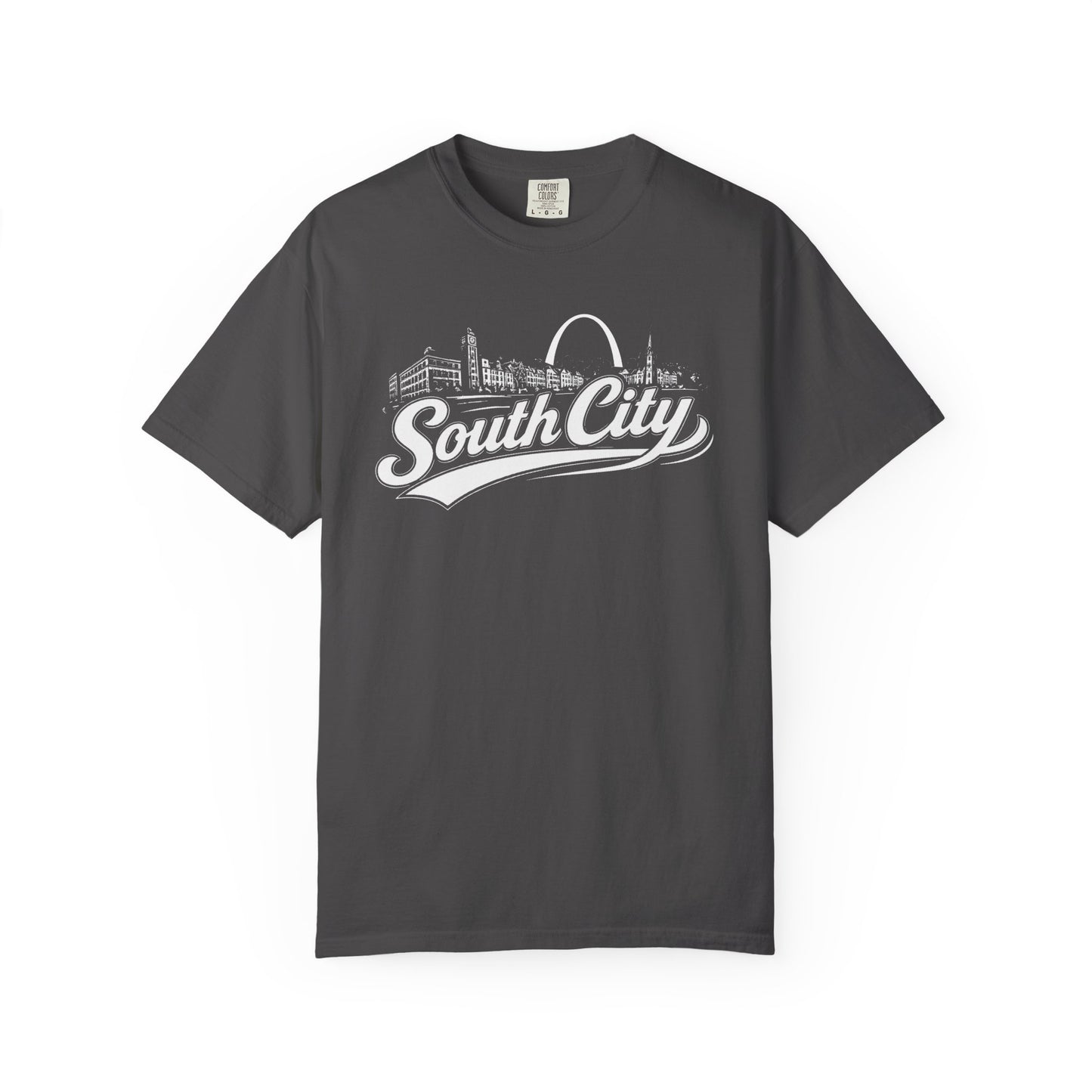 South City St. Louis Shirt Comfort Colors Tee | STL Arch Skyline Graphic | Vintage South City T‑Shirt | Saint Louis Neighborhood Apparel
