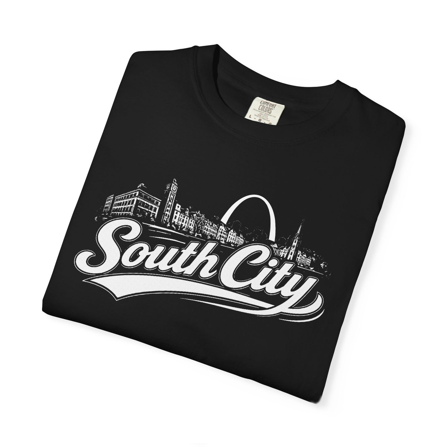 South City St. Louis Shirt Comfort Colors Tee | STL Arch Skyline Graphic | Vintage South City T‑Shirt | Saint Louis Neighborhood Apparel