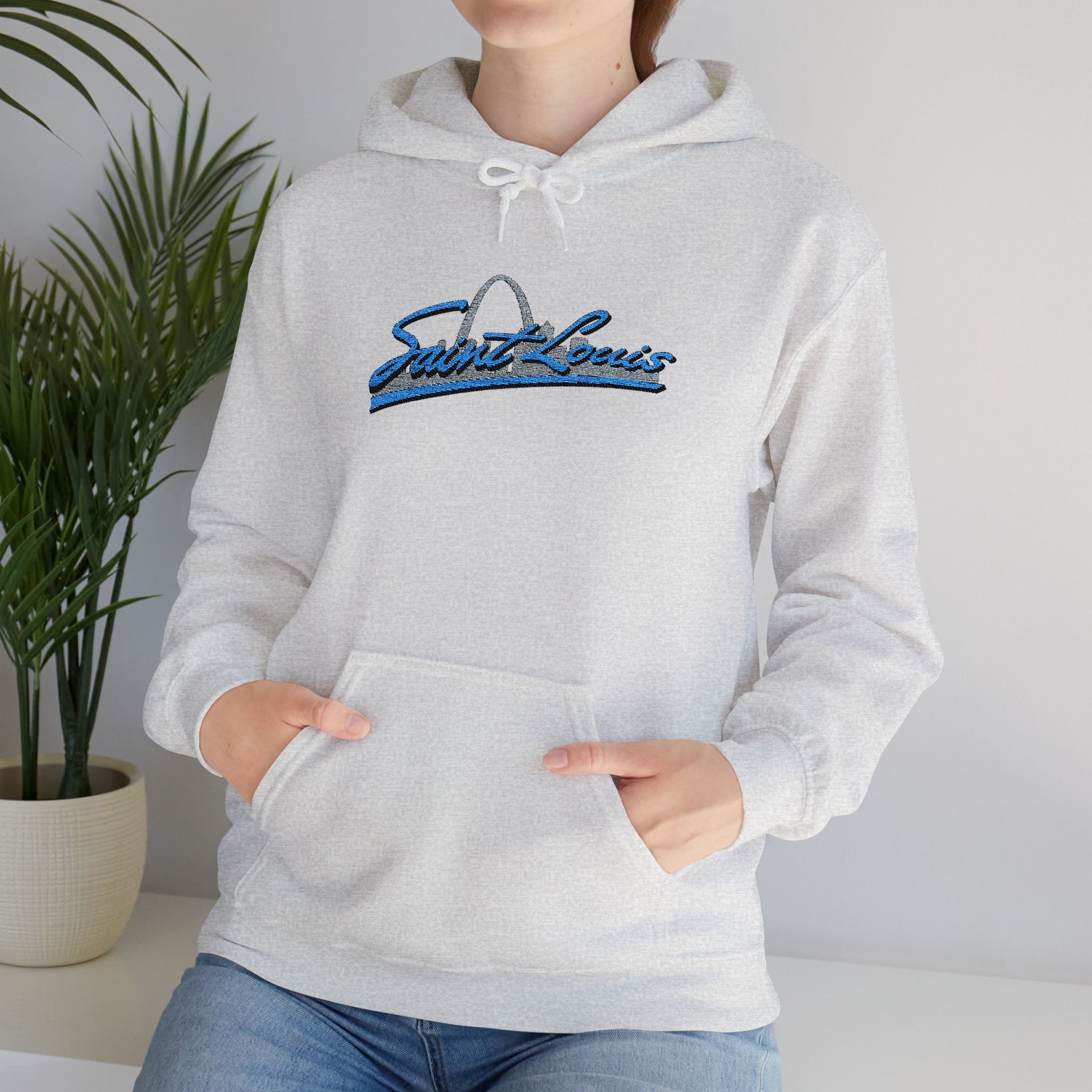 Embroidered Hoodie- Saint Louis Printify